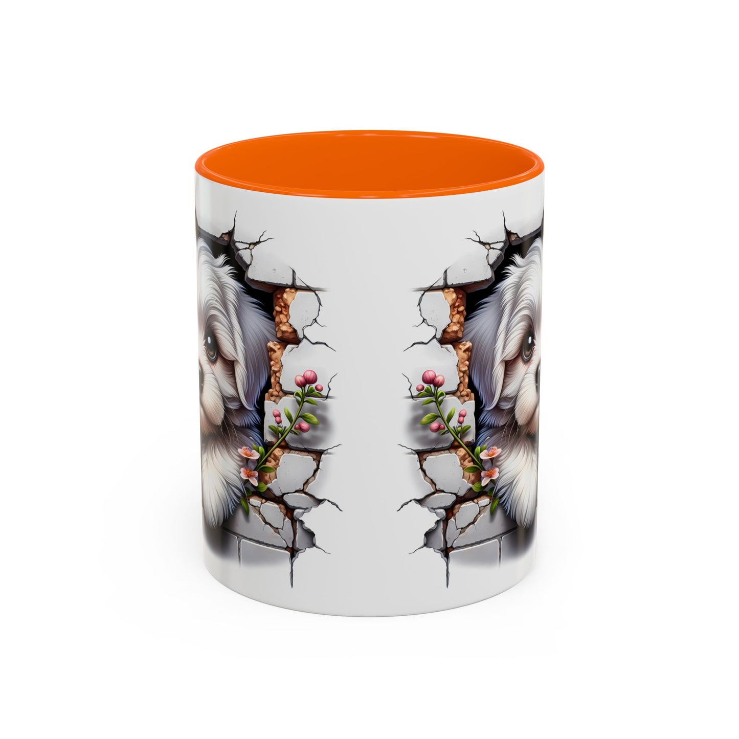 🎀🐶 Maltese Puppy Accent Mug – Cute Peek-Through Dog Design for Animal Lovers ☕💖