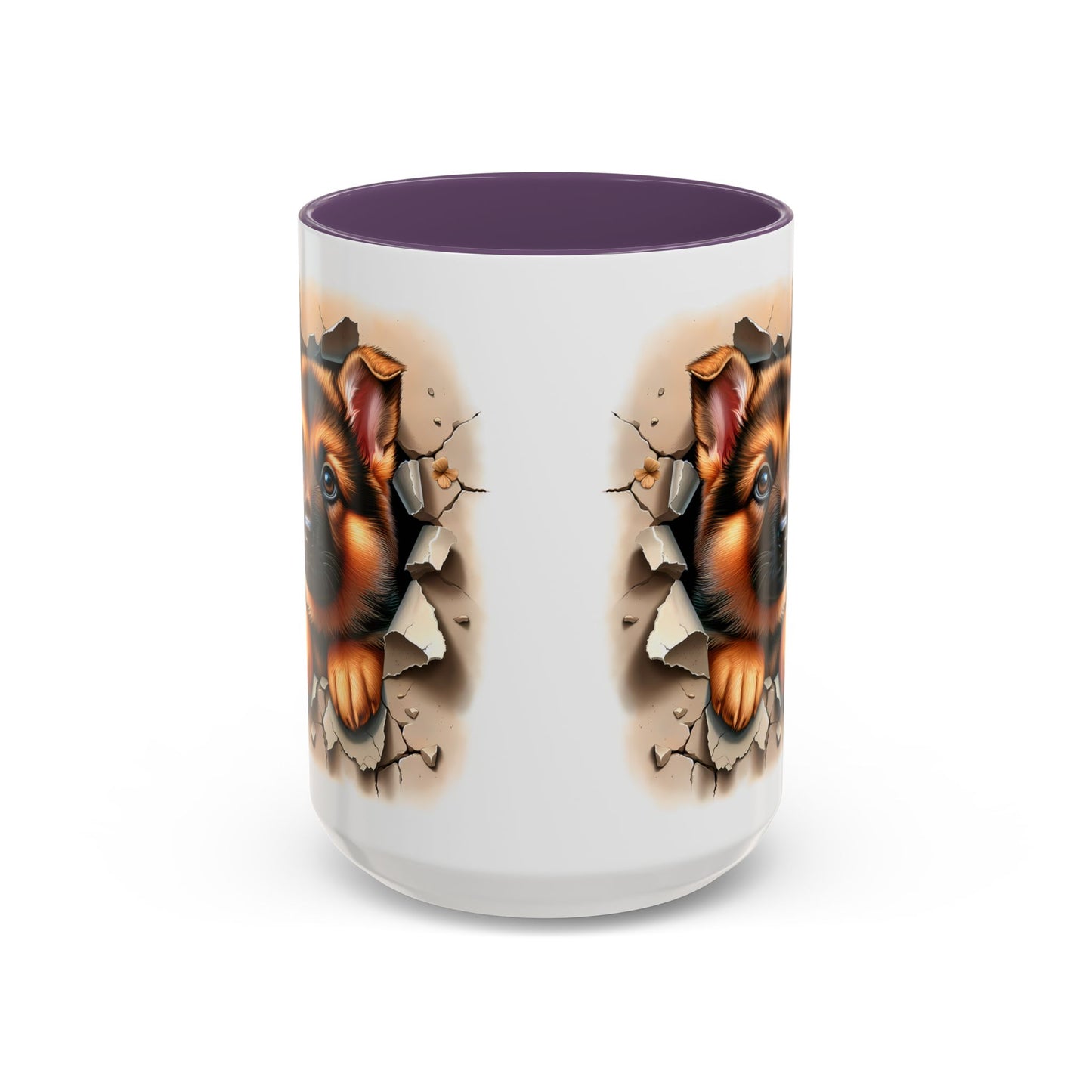 🐾☕ German Shepherd Puppy Peek Accent Mug – Loyal Pup Lover Gift ✨🖤
