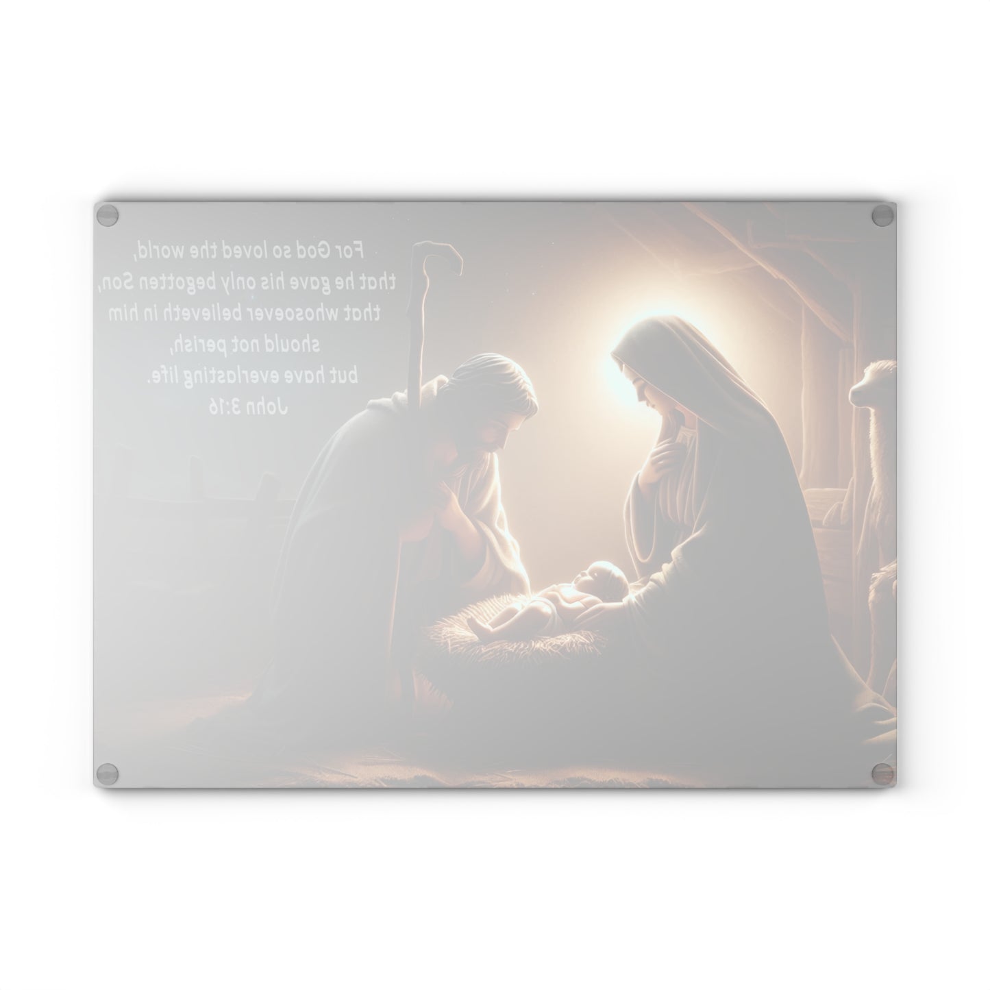🌟🙏 Nativity Scene Cutting Board – John 3:16 Christmas Kitchen Décor ✝️✨