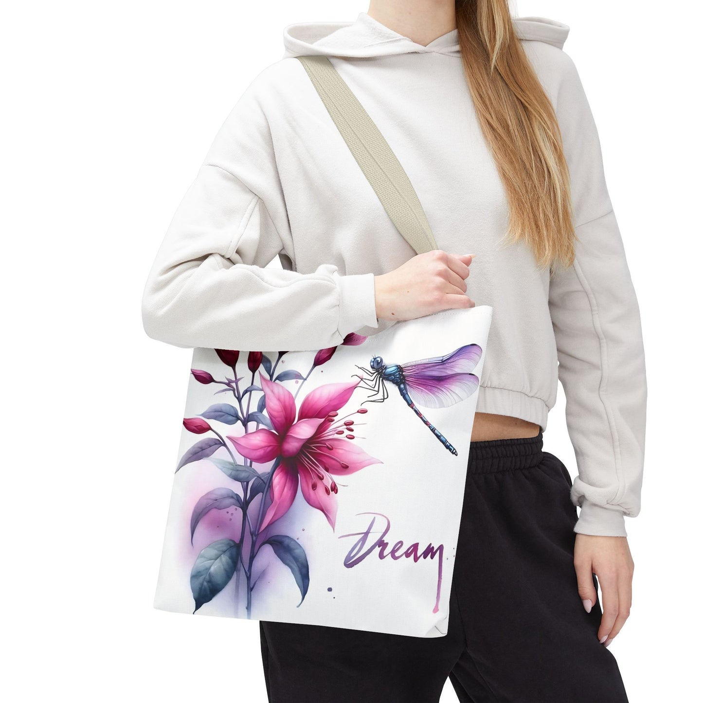 Bolso tote floral "Dream" con detalle de libélula: un bolso de mano inspirador y elegante