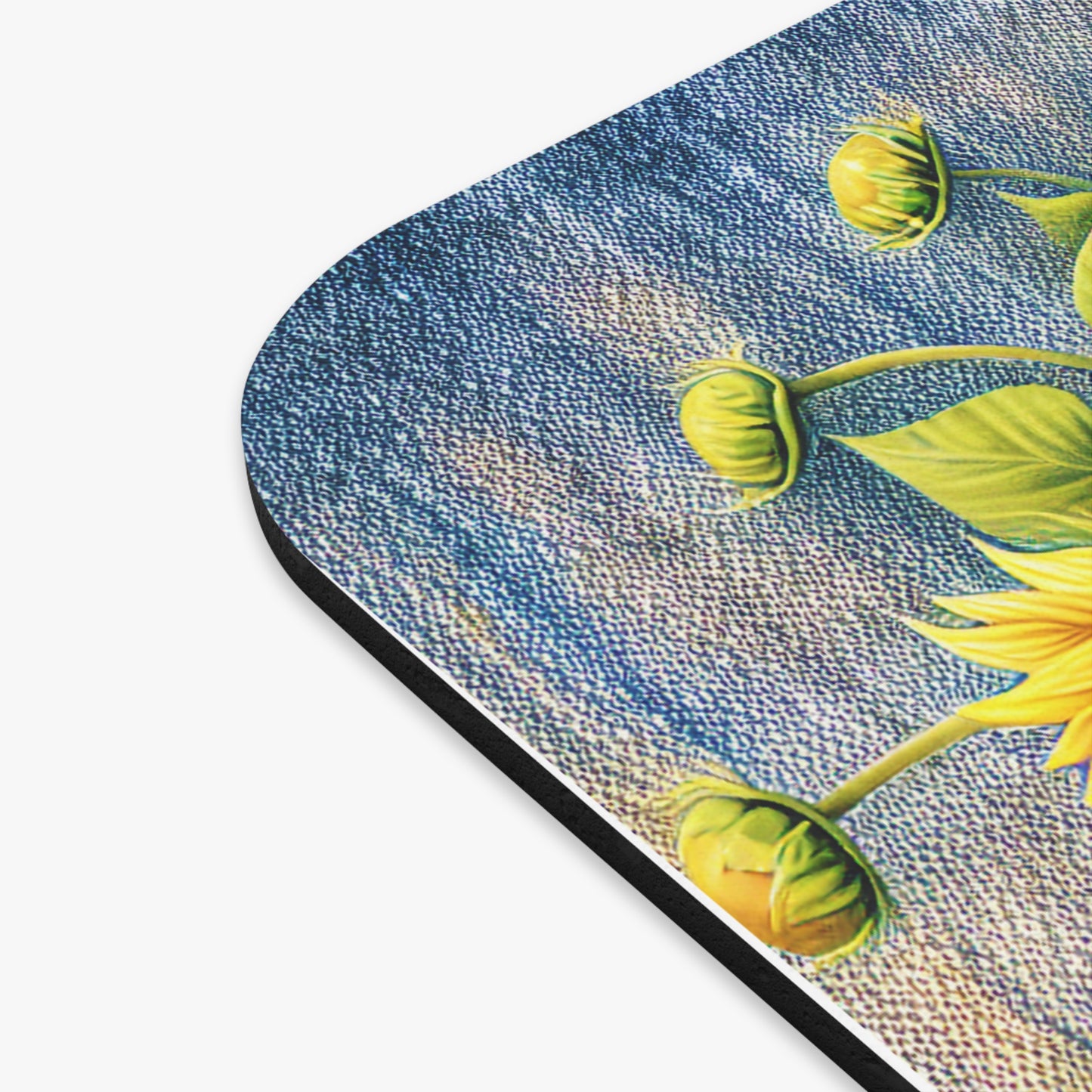 🖱️🐶🌻 Denim Pocket Puppy Mouse Pad – Cute Boxer Pup with Sunflowers