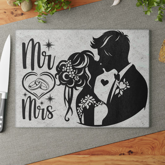 Tabla de cortar para boda de Sr. y Sra.: un elegante romance playero para tu cocina