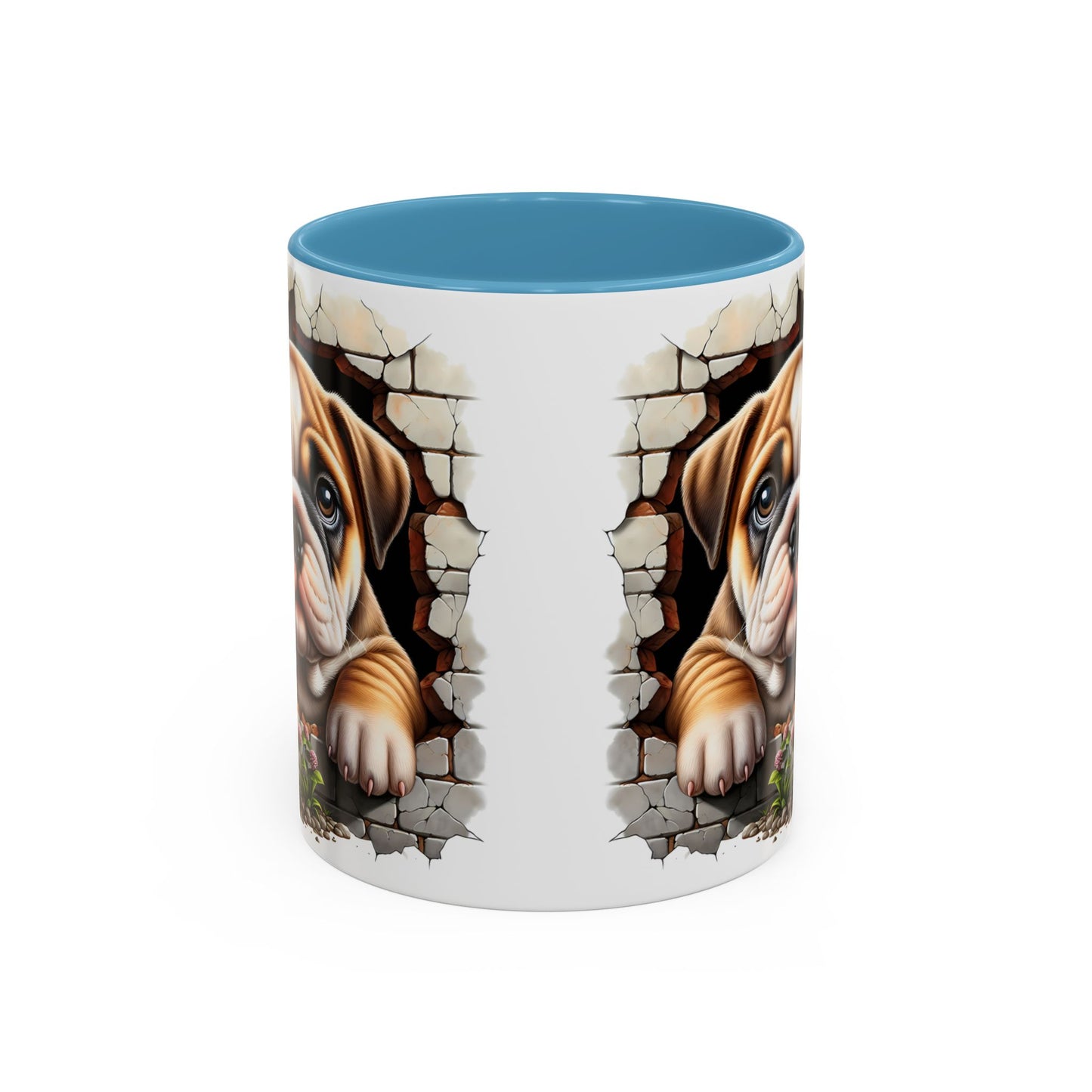 🎀🐶 English Bulldog Puppy Accent Mug – Cute Peek-Through Dog Design for Animal Lovers ☕💖