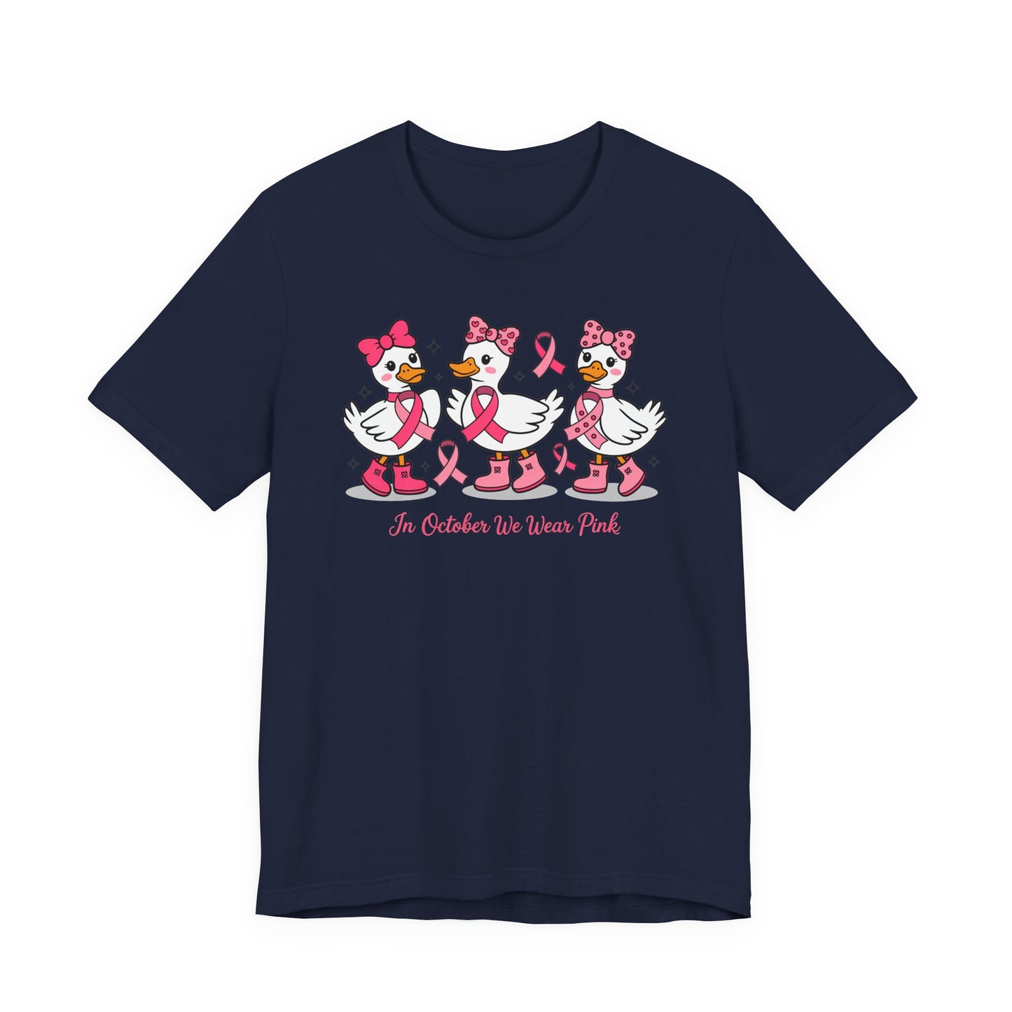 🎀🦆 In October We Wear Pink Duck T-Shirt – Cute Breast Cancer Awareness Tee 💖✨