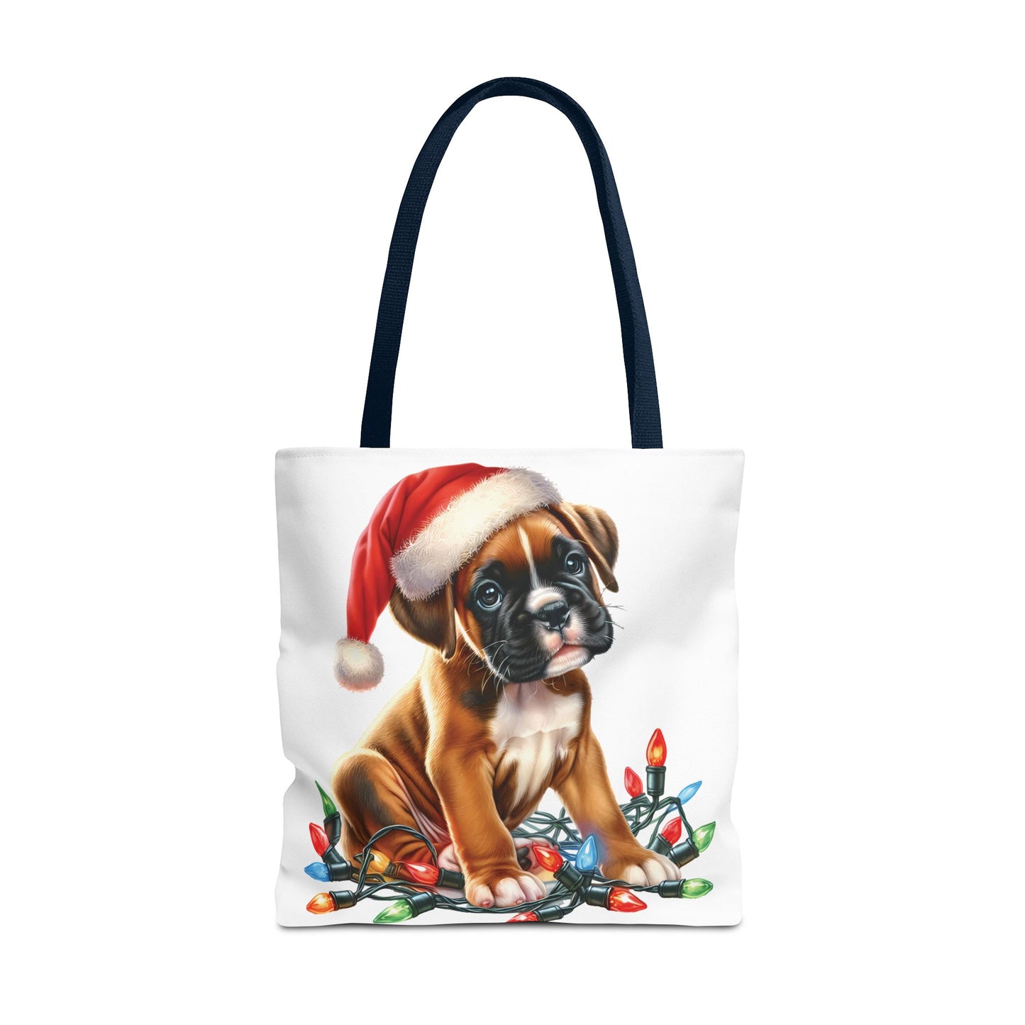 👜 Boxer Christmas Lights Tote Bag – Festive Charm for Dog Lovers 🎄