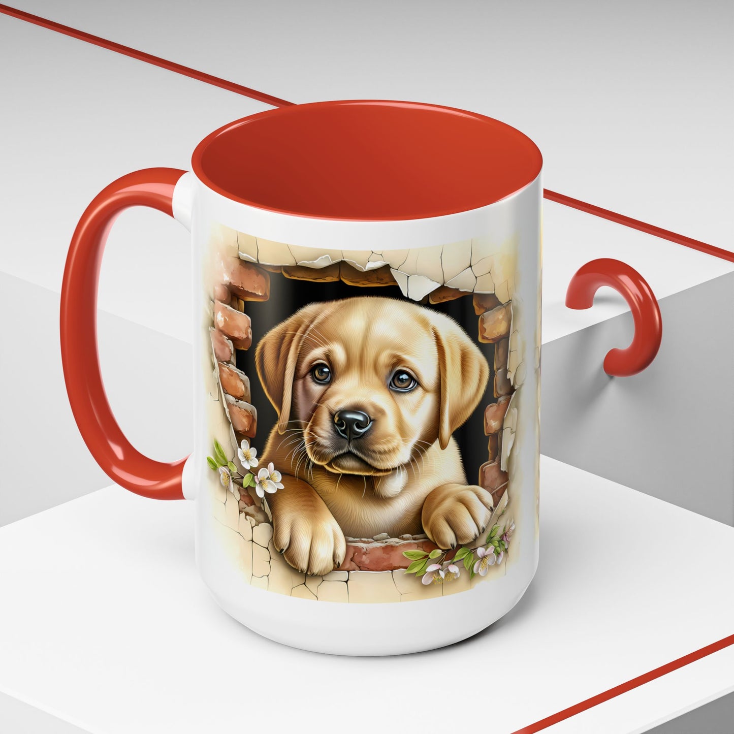🐶☕ Labrador Puppy Peek Accent Mug – Sweet Yellow Lab Lover Gift ✨💛
