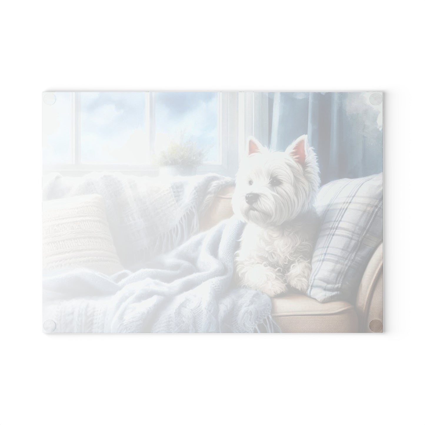 🐶 Cozy Westie by the Window Cutting Board – Relaxed Charm for Your Kitchen 🪟