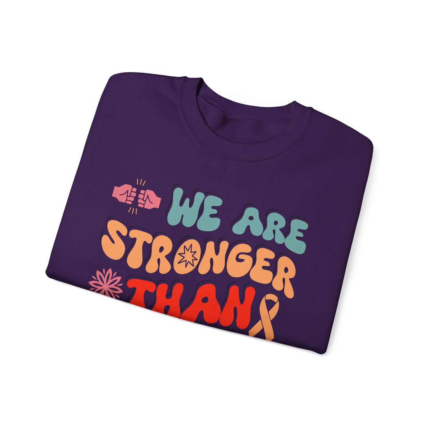 💪🌸 We Are Stronger Than Cancer Sweatshirt – Retro Breast Cancer Awareness Crewneck