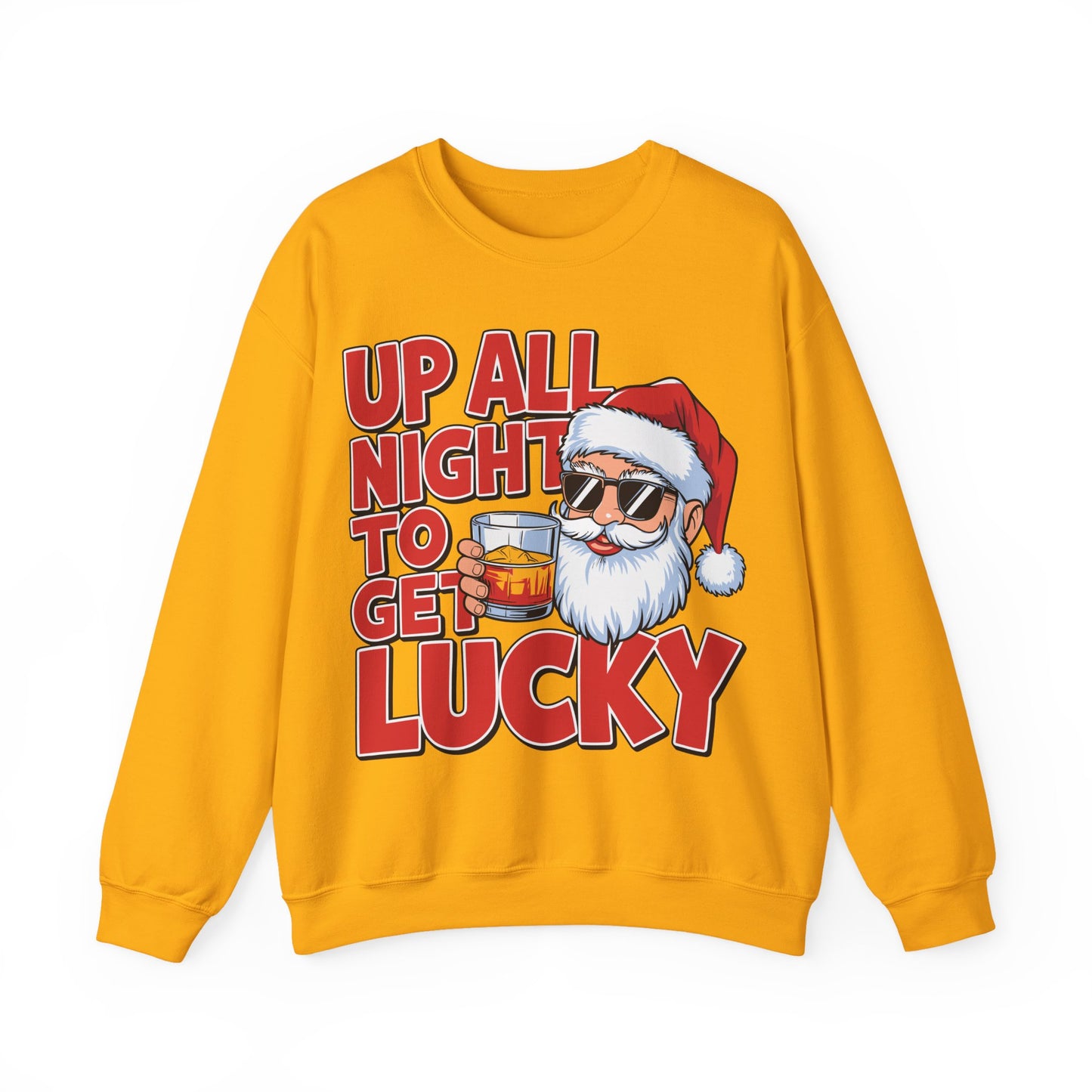 🎅🥃 Up All Night To Get Lucky Sweatshirt – Funny Santa Holiday Pullover for Men