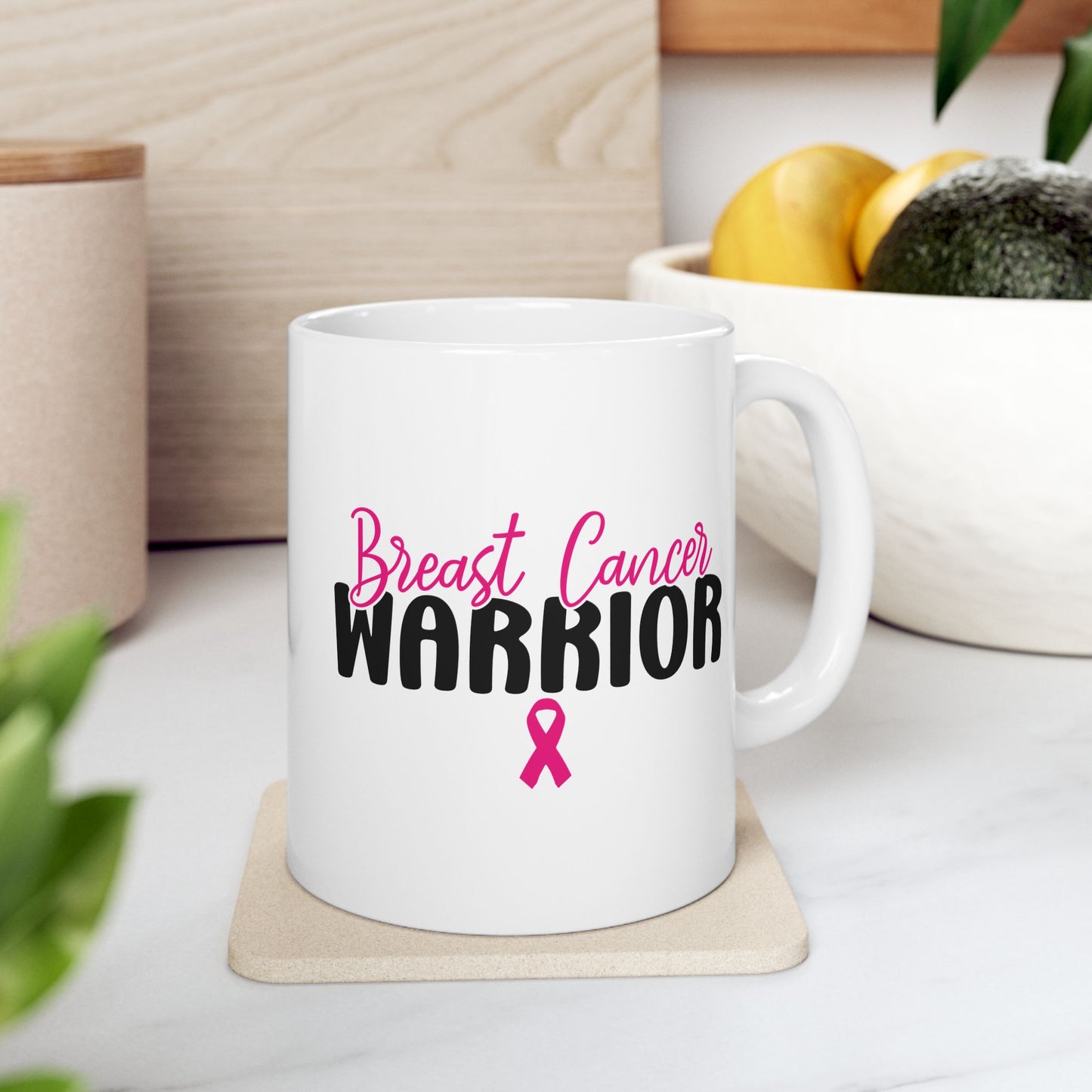 🎀 Breast Cancer Warrior Mug – Strength in Every Sip 💪