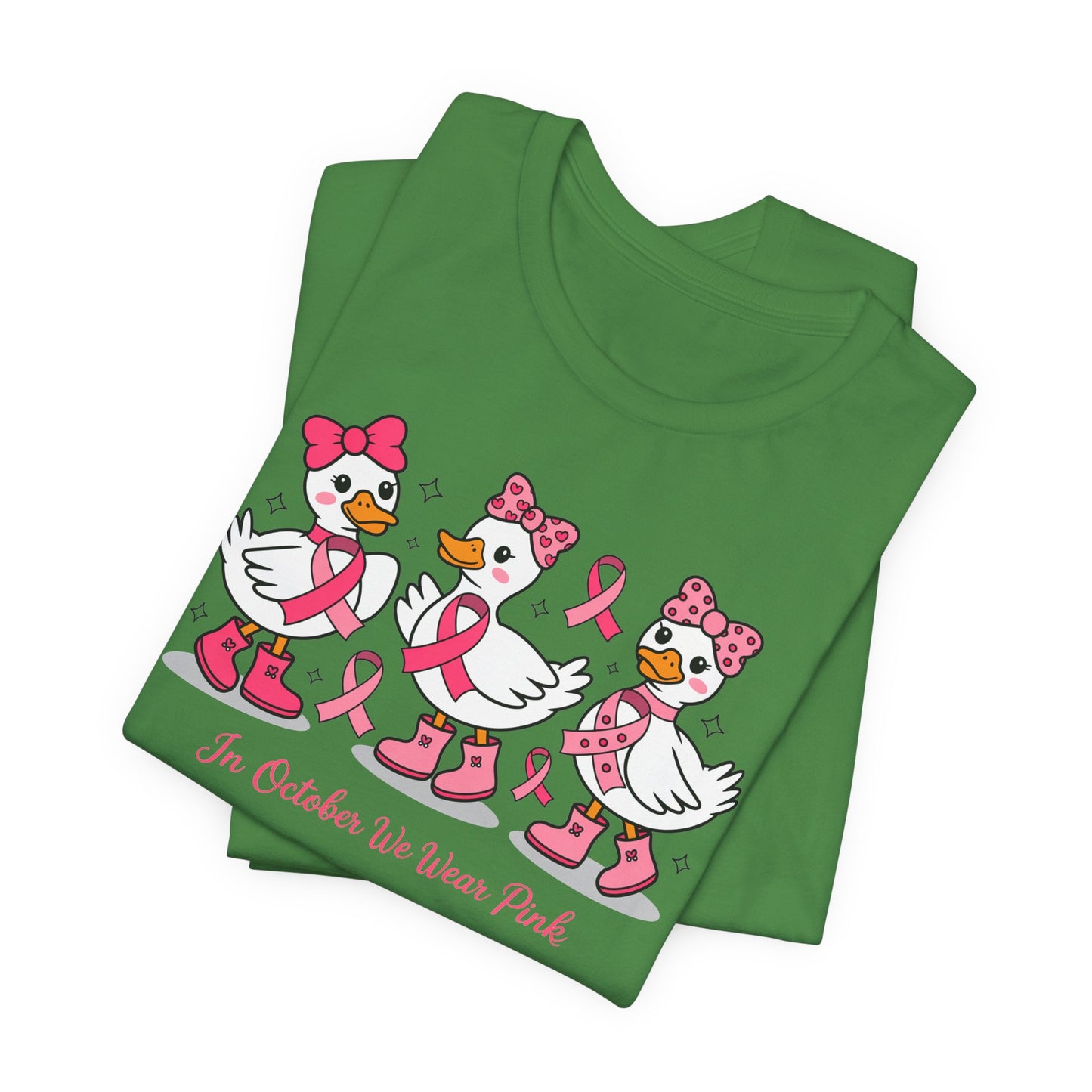 🎀🦆 In October We Wear Pink Duck T-Shirt – Cute Breast Cancer Awareness Tee 💖✨