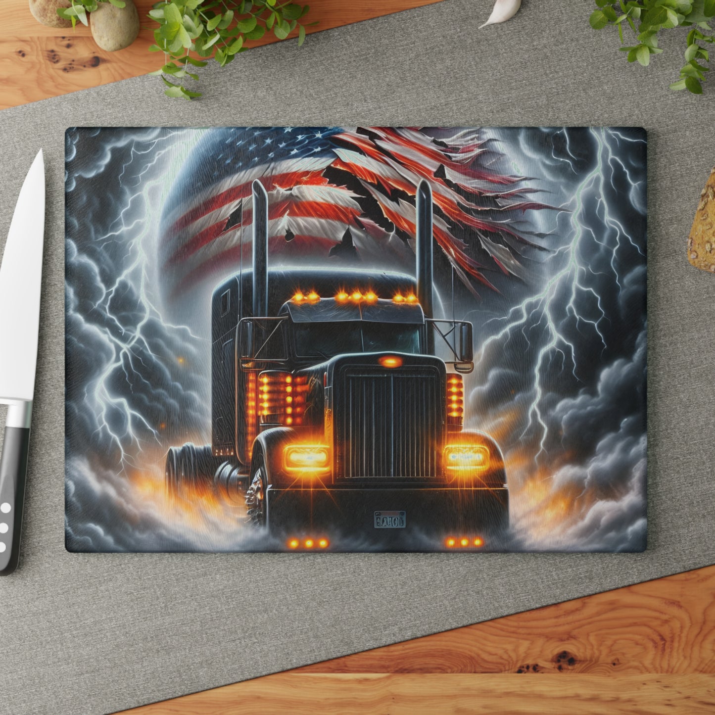 🚛⚡ American Trucker Storm Cutting Board – Power and Pride for Your Kitchen 🇺🇸
