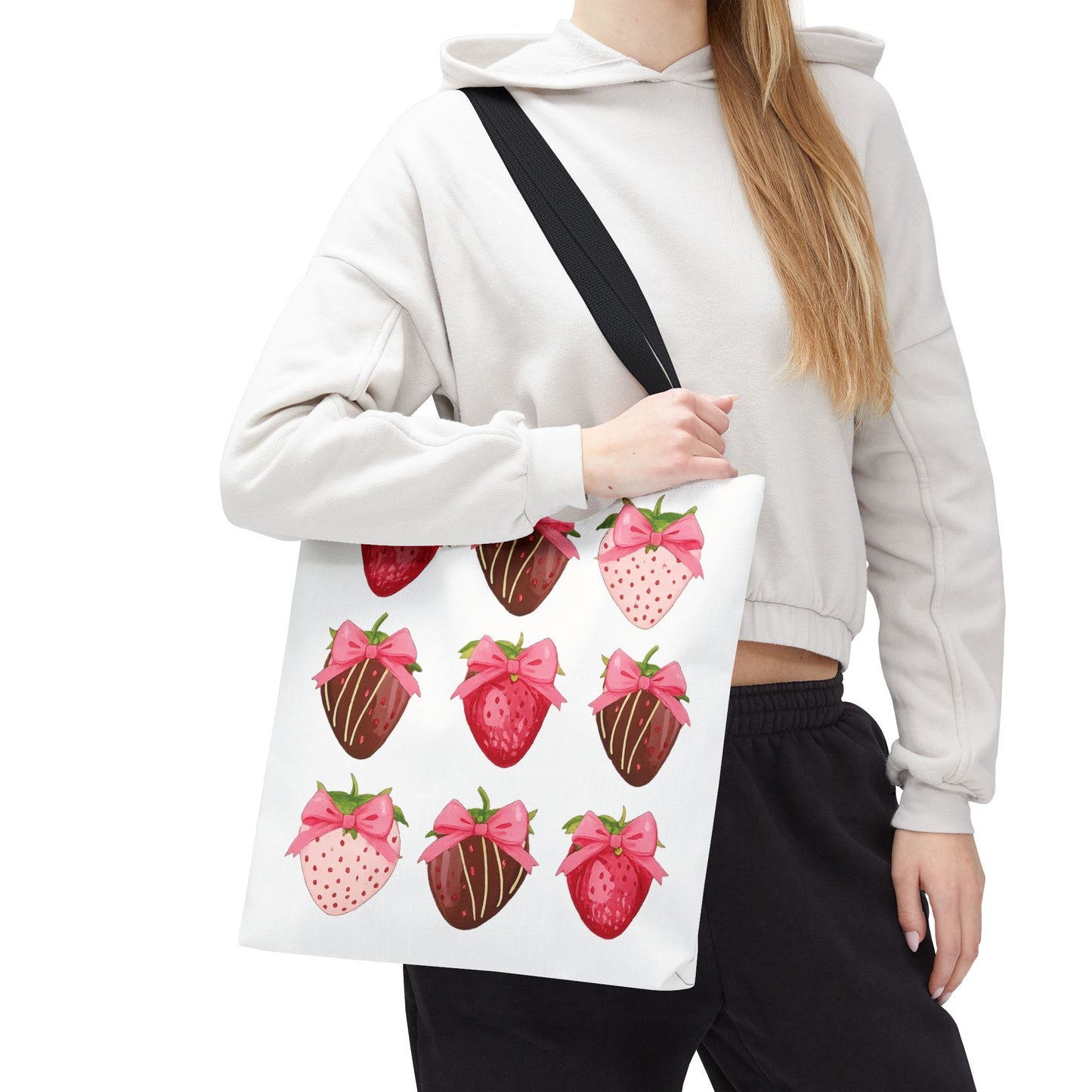 🍓 Chocolate-Covered Strawberry Tote Bag – Sweet, Stylish & Practical 🍫
