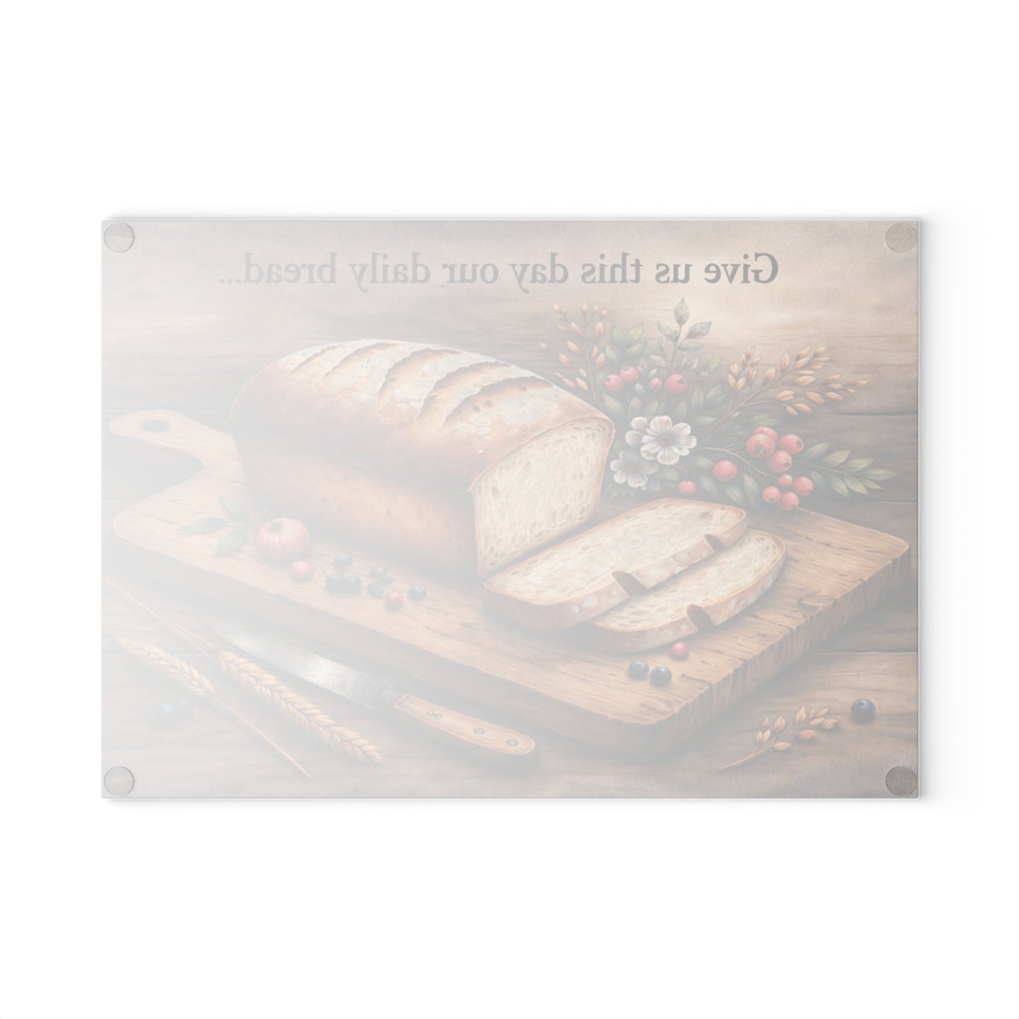 Rustic Artisan Bread Glass Cutting Board – Farmhouse Kitchen Artwork