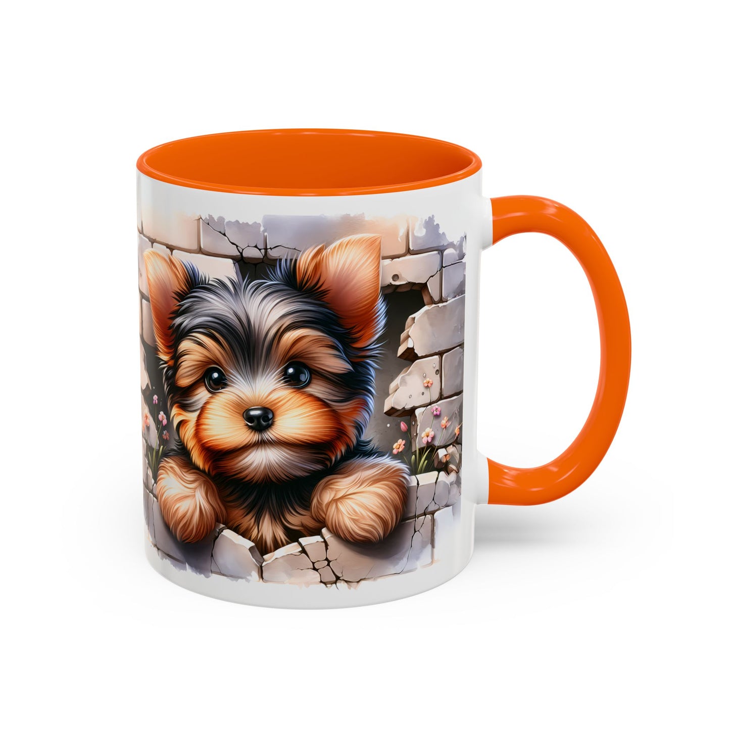 🎀🐶 Yorkie Puppy Accent Mug – Cute Peek-Through Dog Design for Animal Lovers ☕💖