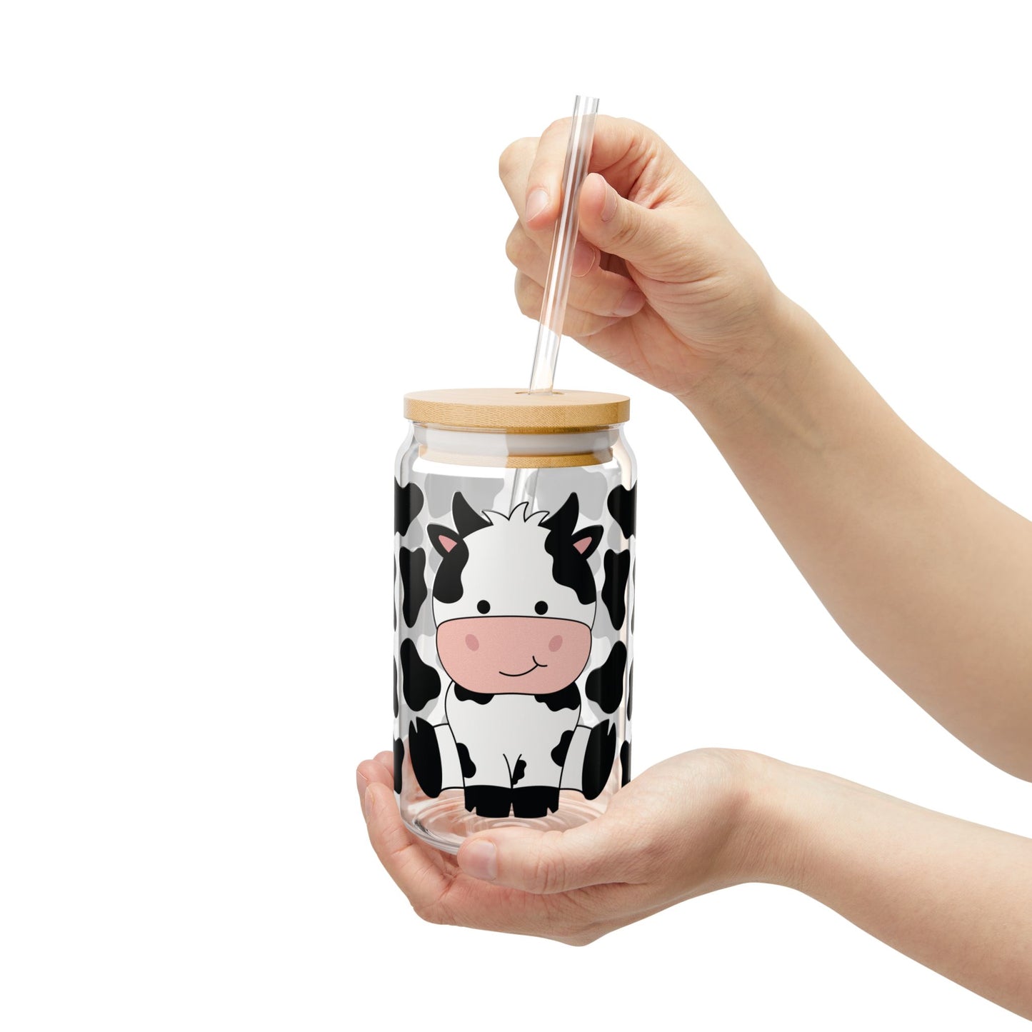 🐮 Moo-velous Cow Print Sipper Glass – Farm Fresh Fun in Every Sip 🥤