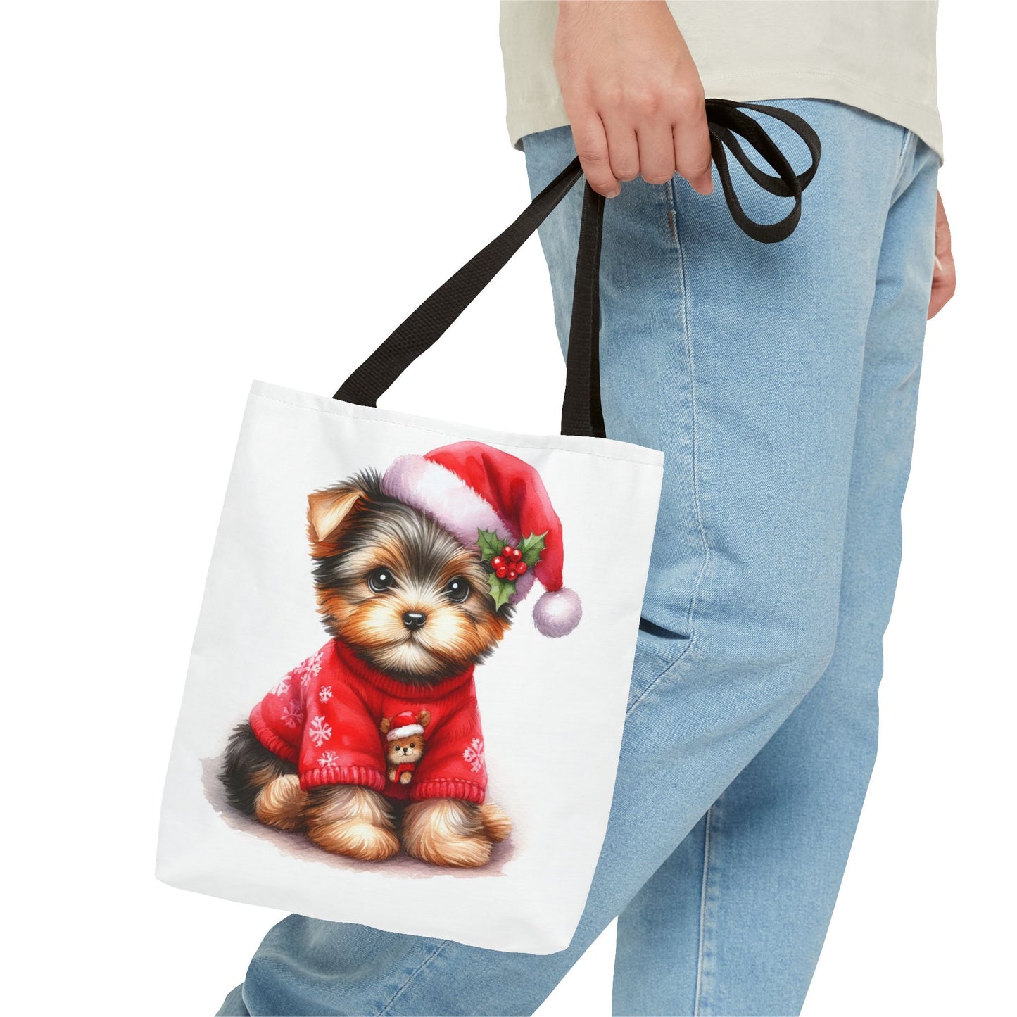 🎄 Santa Yorkie Christmas Tote Bag – Holiday Cheer in Every Stitch 🐾