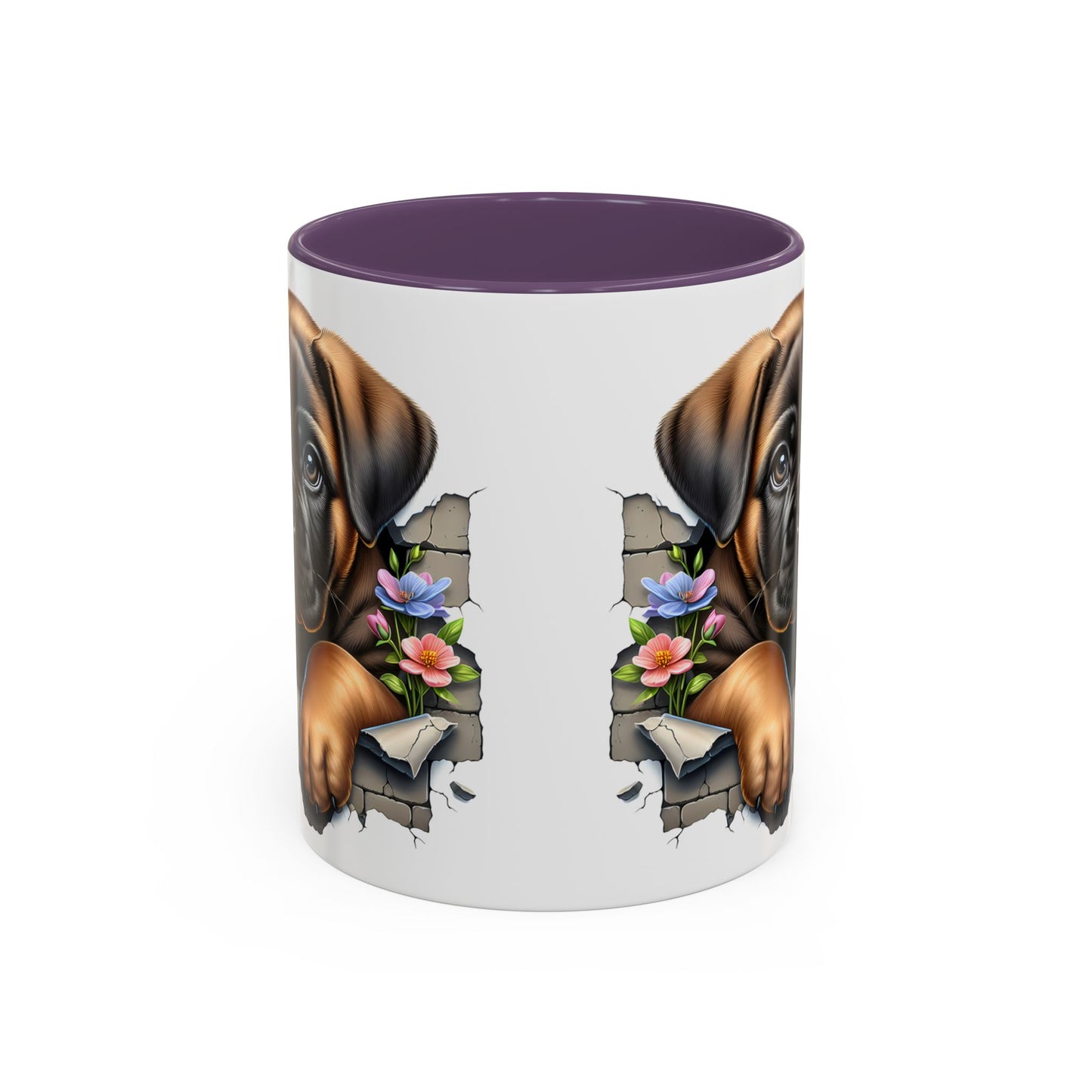 🧡 Boxer Puppy Accent Mug – Adorable Peek-Through Cup for Dog Lovers