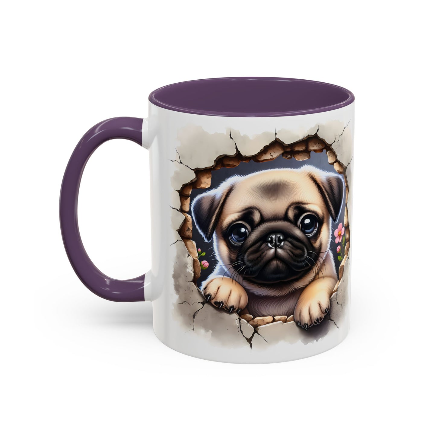 🐾💛 Pug Puppy Accent Mug – Cute Wrinkly Pug Coffee Cup ☕✨