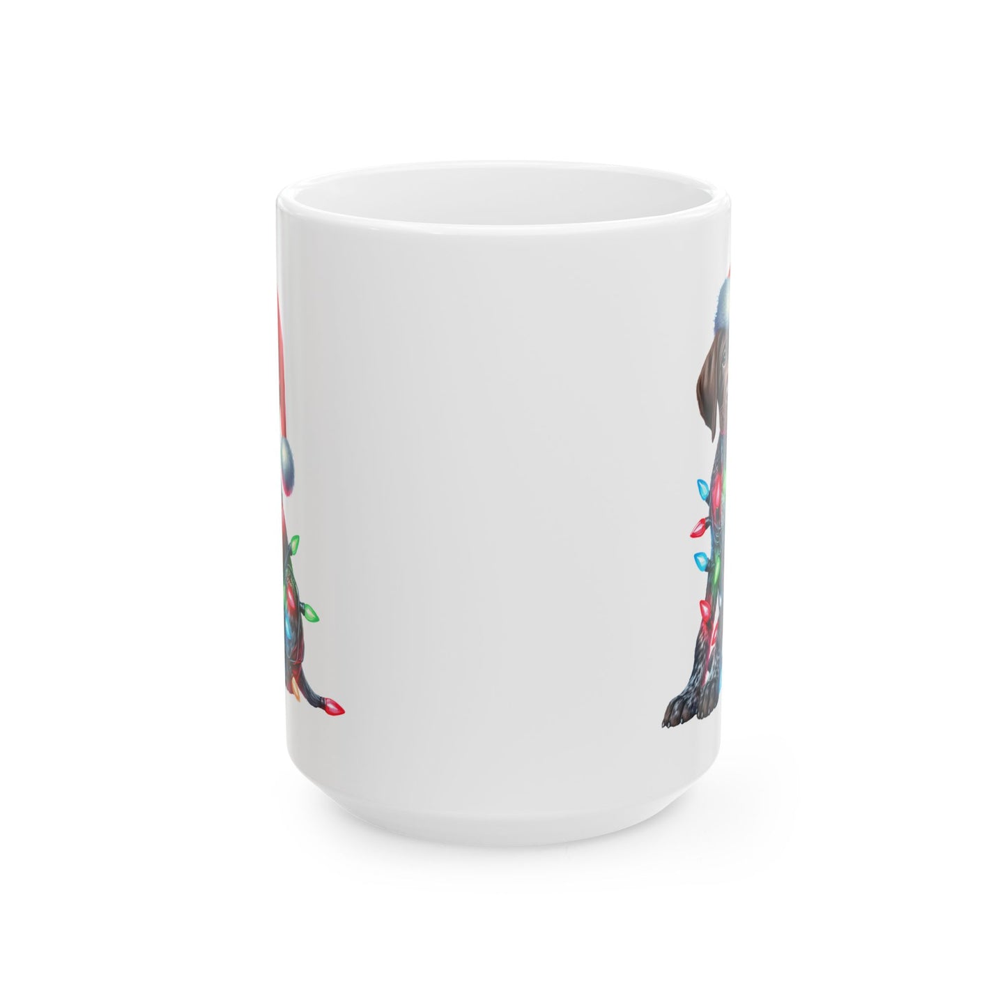 🎄 German Shorthair Pointer Christmas Mug – Holiday Cheer Wrapped in Lights 🎄