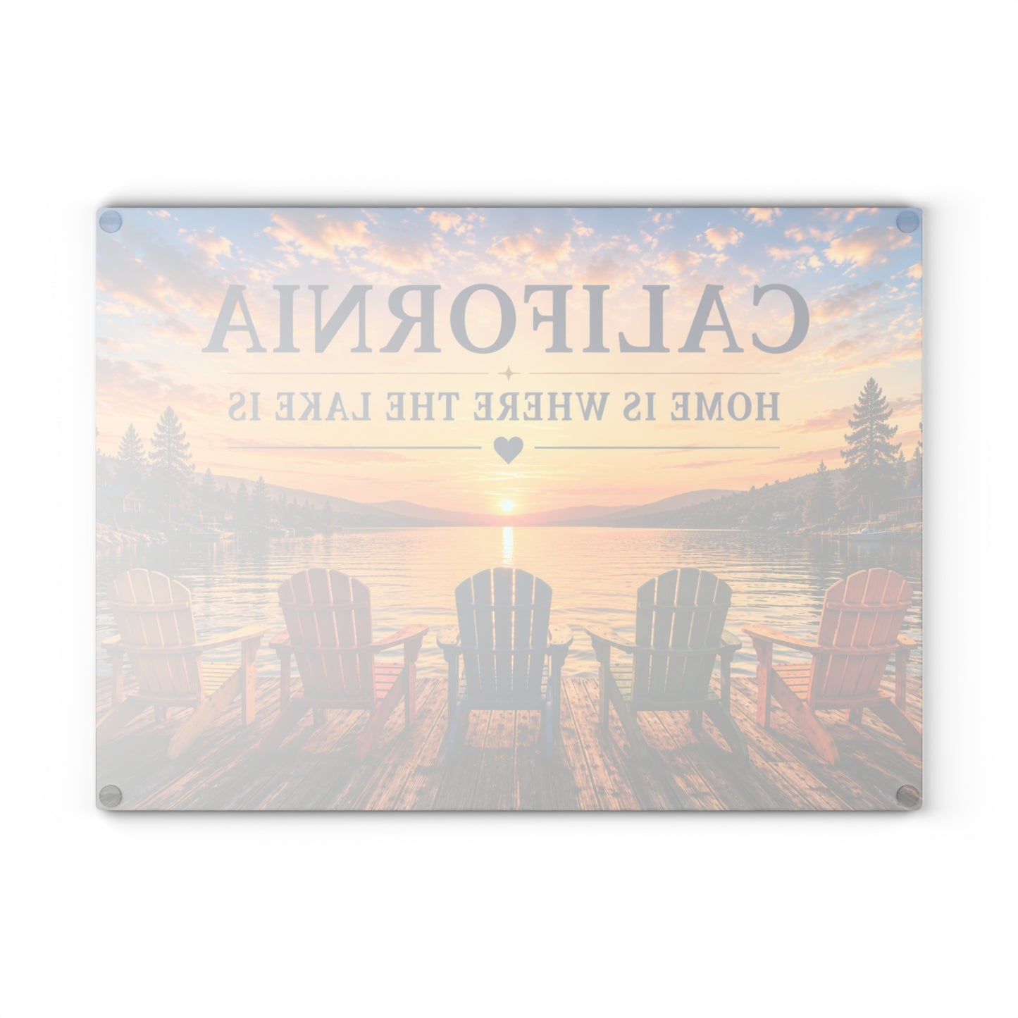 California Lake Glass Cutting Board – Home Is Where the Lake Is Kitchen Decor