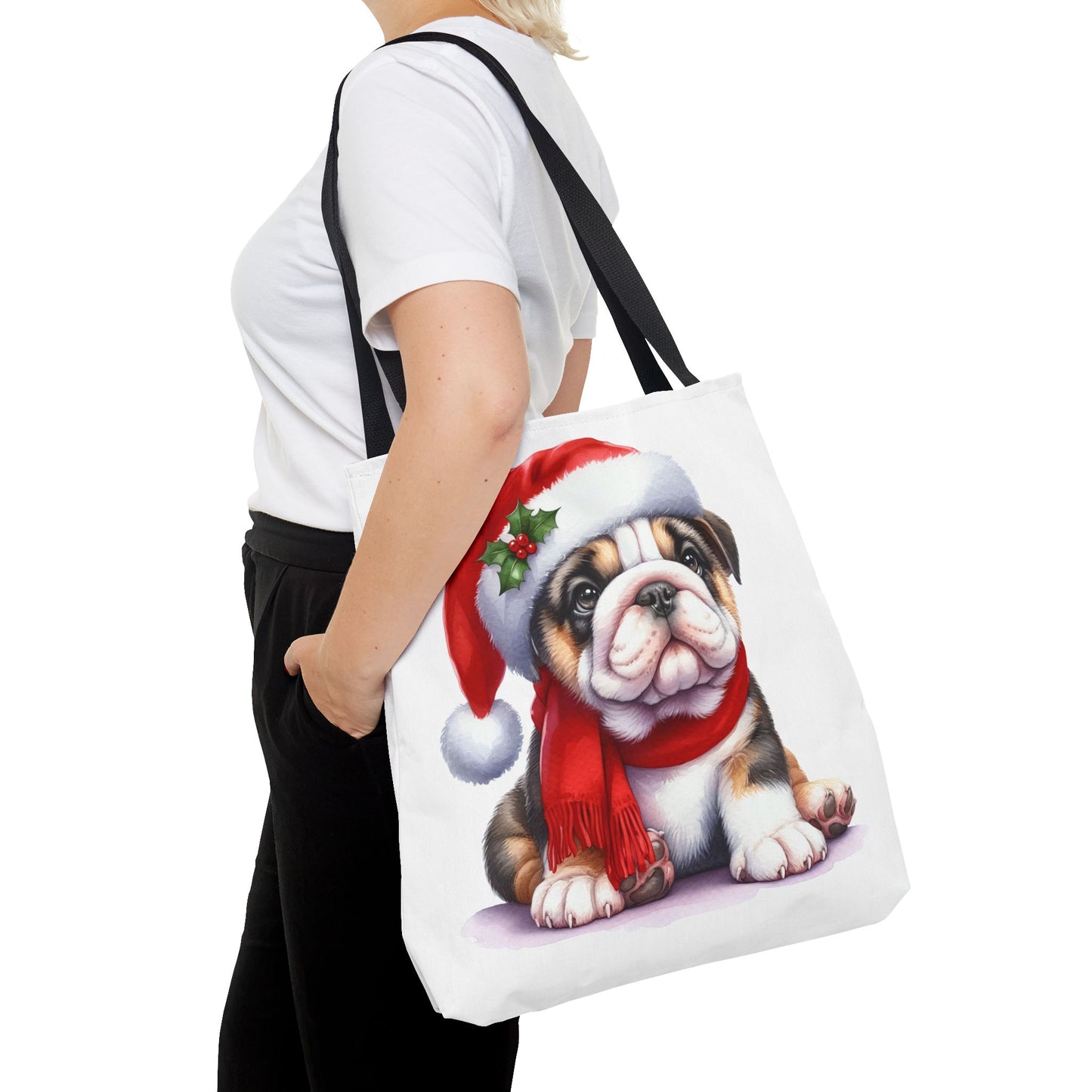🎅 Bulldog Christmas Tote Bag – Cozy Holiday Style for Dog Lovers 🐾