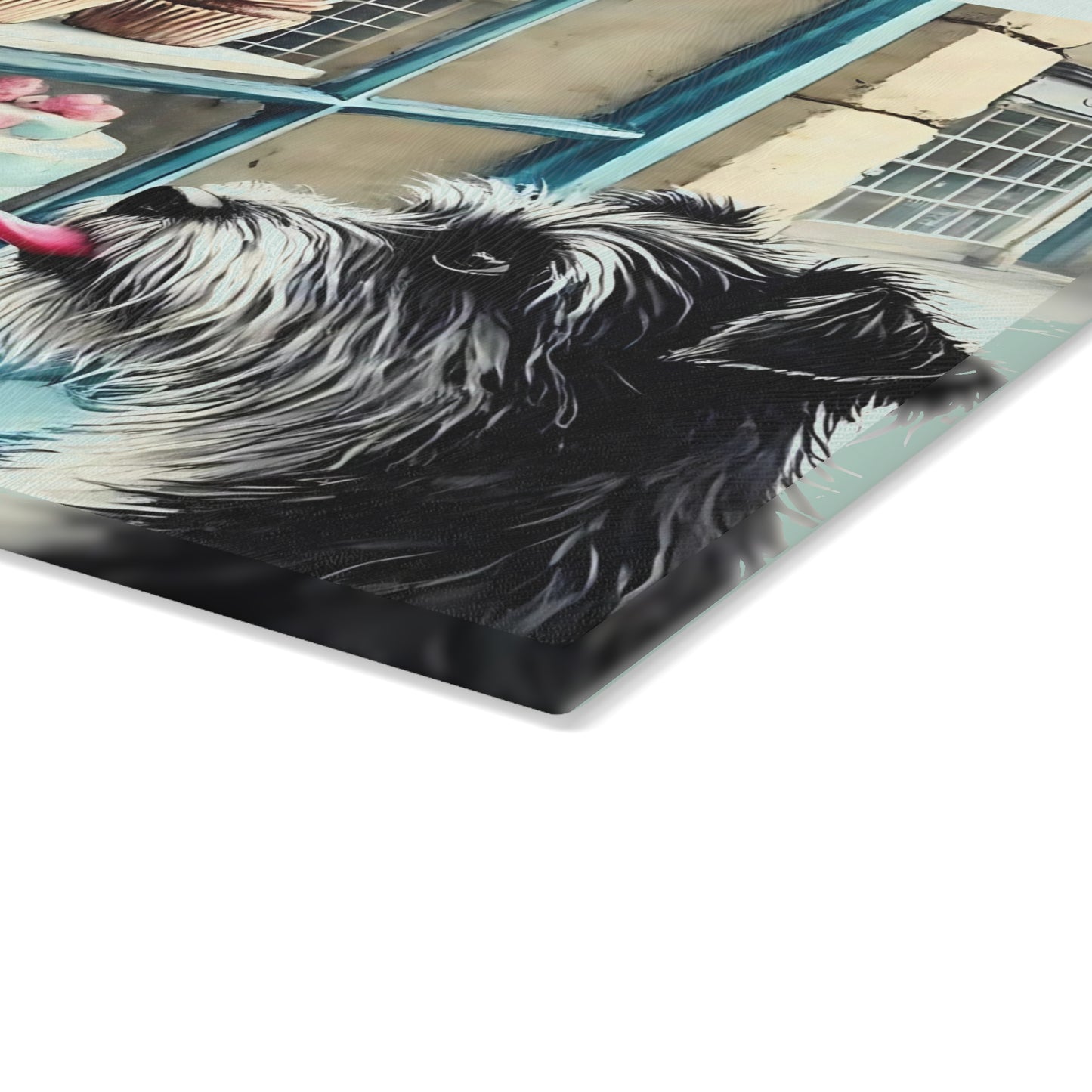 Bakery Scene Cutting Board, Terrier Dog Design, Dog Lover Gift, Baking Decor Bakery Lover Gift, Unique Kitchen Gift