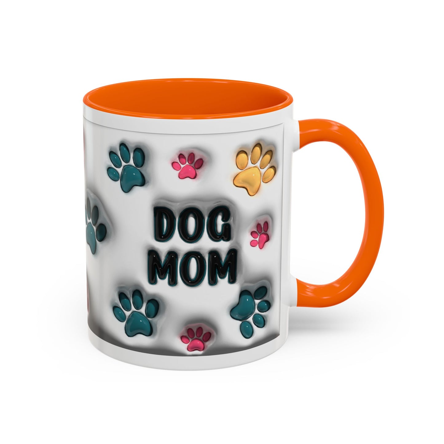 Dog Mom Accent Mug – Colorful Paw Print Cup for Proud Pet Parents