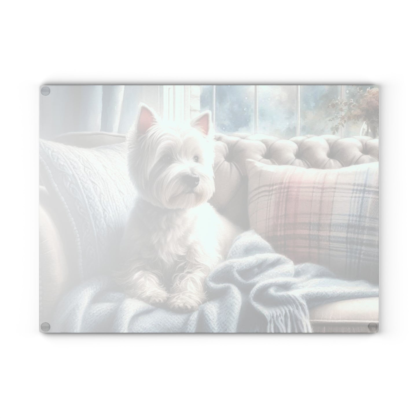 🐾 Westie in Blue Window Nook Cutting Board – Cozy Charm for Dog Lovers 🪟