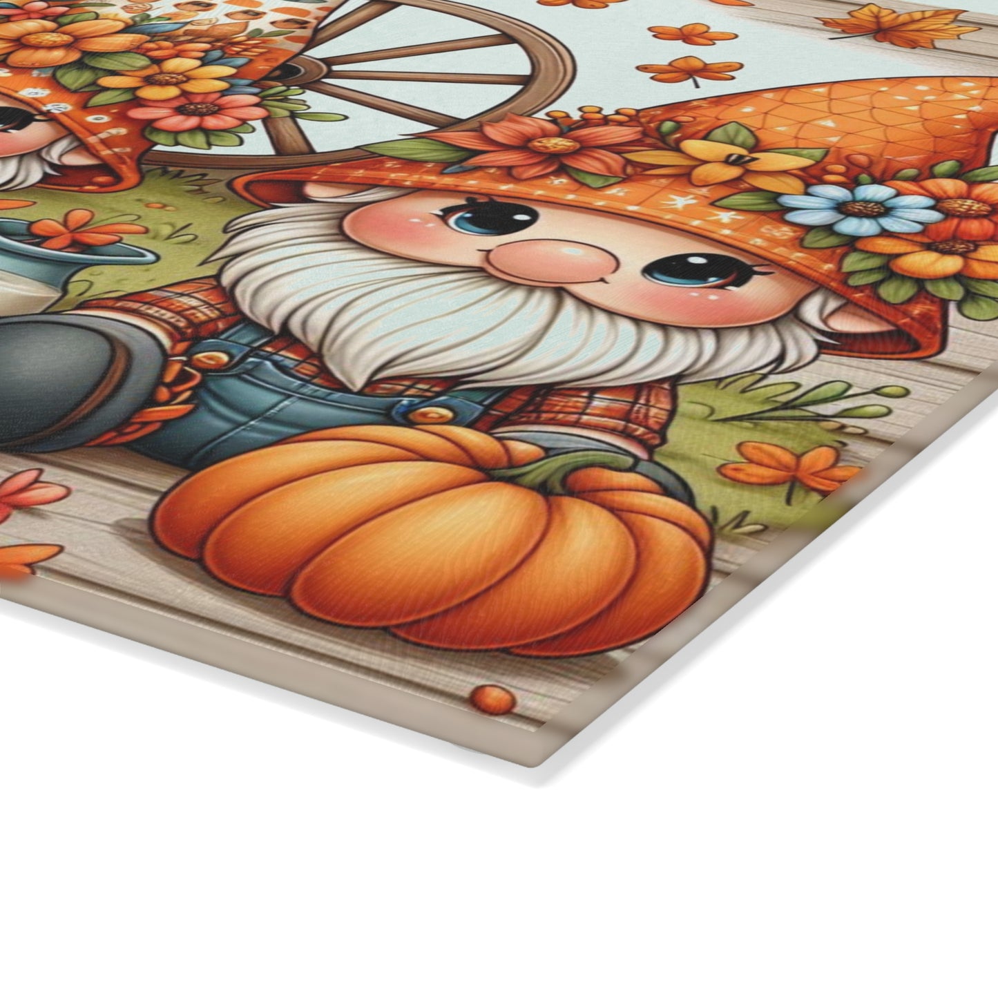 🍂 Autumn Gnome Trio Cutting Board – Whimsical Harvest Charm for Your Kitchen