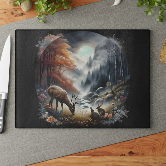 🌙 Enchanted Woodland Night Cutting Board – Mystical Forest Elegance 🌲