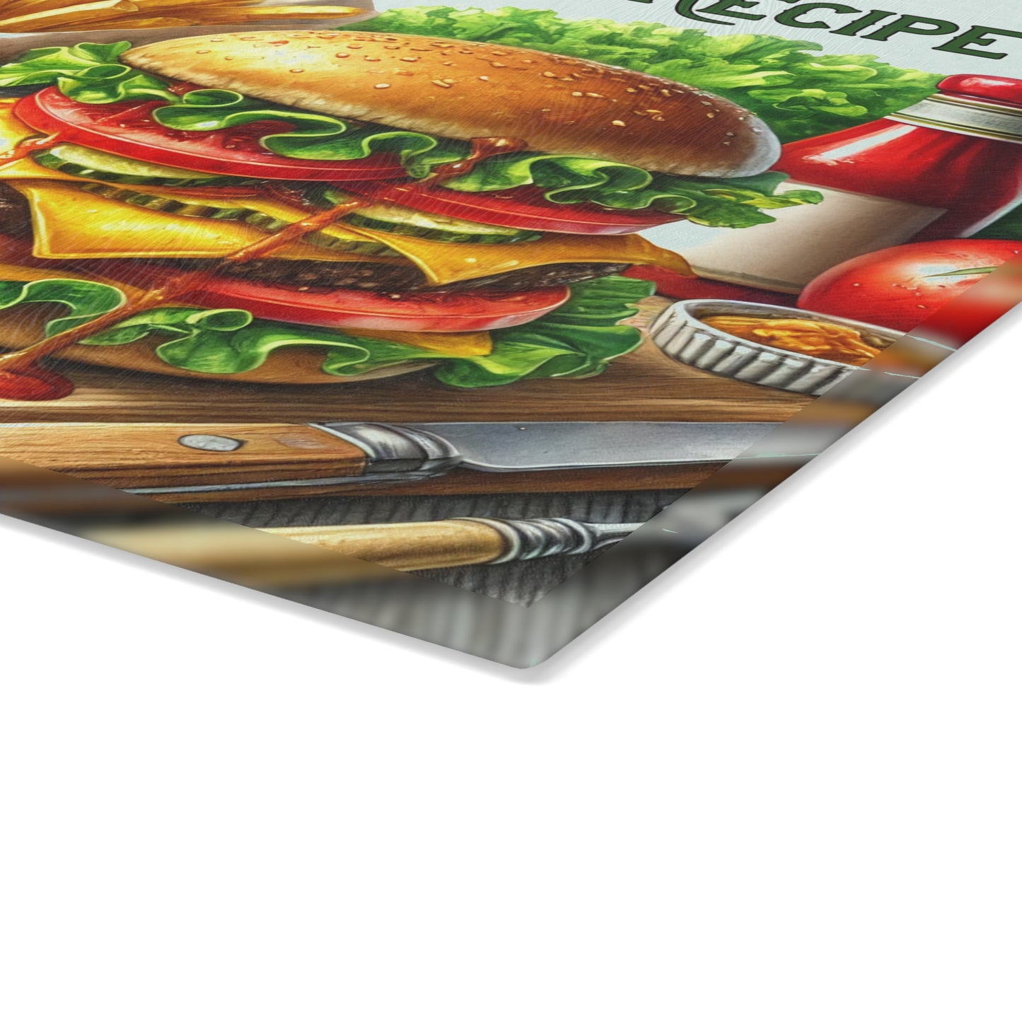 🍔 Cheeseburger Recipe – Gourmet Burger Lovers Glass Cutting Board