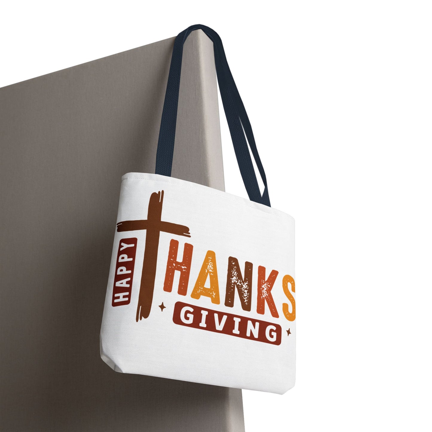 ✝️ Happy Thanksgiving Cross Tote – Faith & Gratitude in Fall Colors 🍂