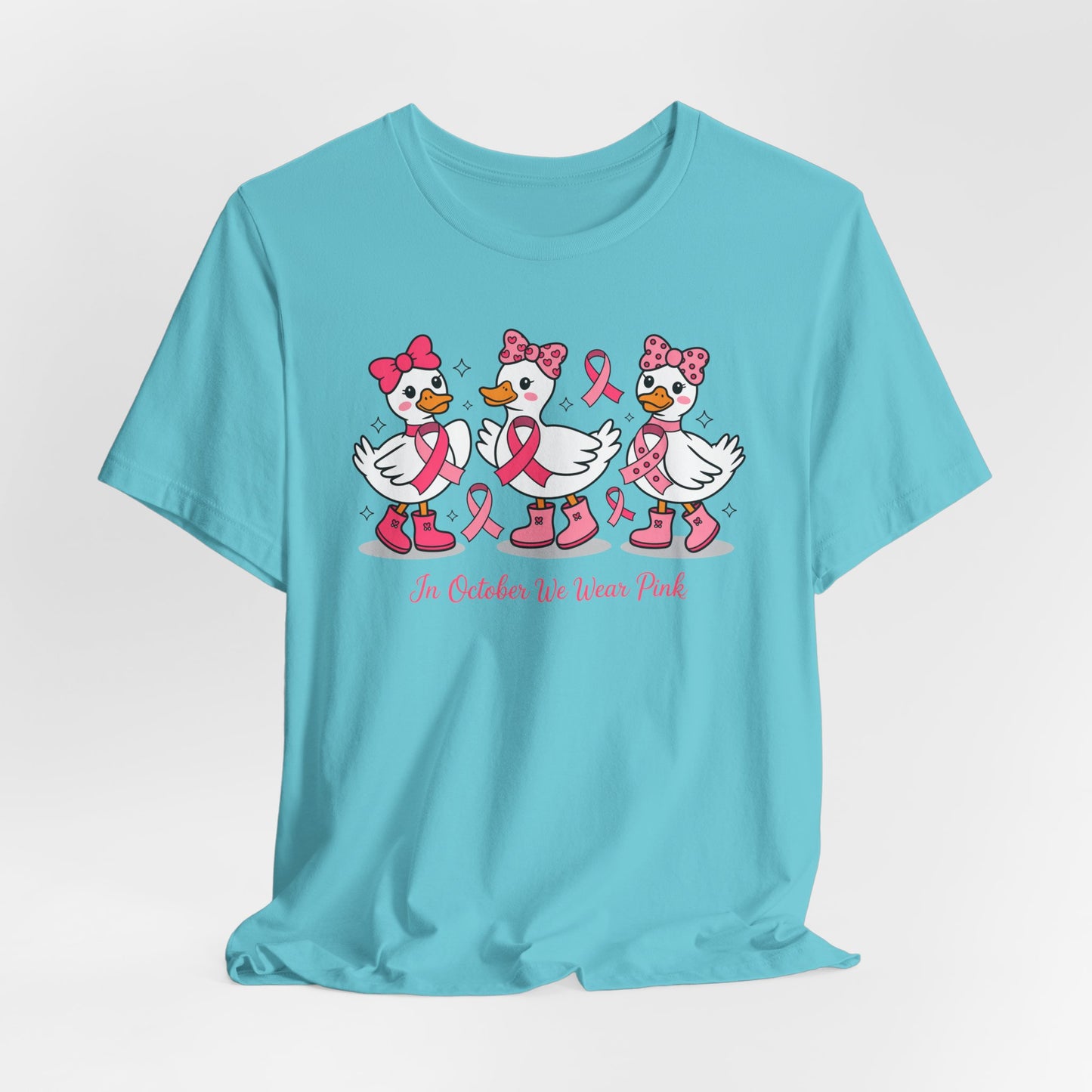 🎀🦆 In October We Wear Pink Duck T-Shirt – Cute Breast Cancer Awareness Tee 💖✨