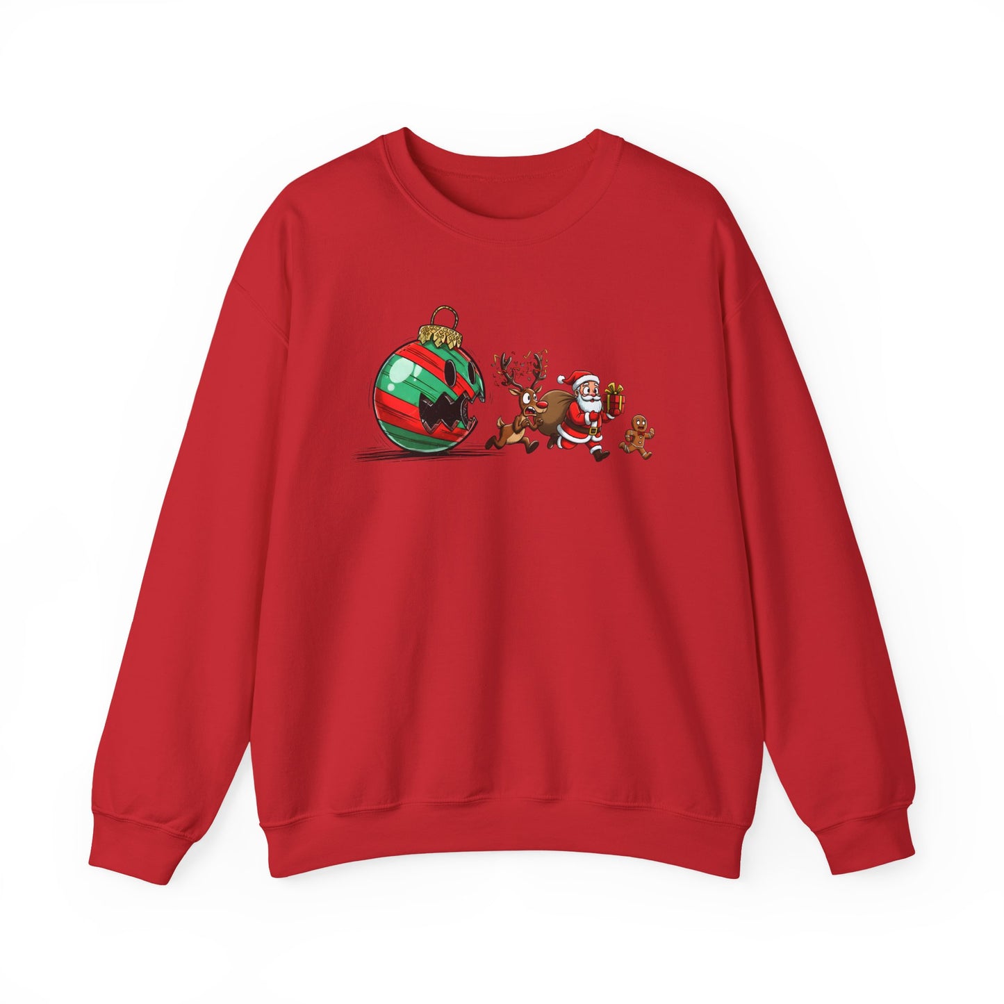 🎄🎅 Santa’s Great Ornament Escape Sweatshirt – Funny Christmas Crewneck for Holiday Laughs
