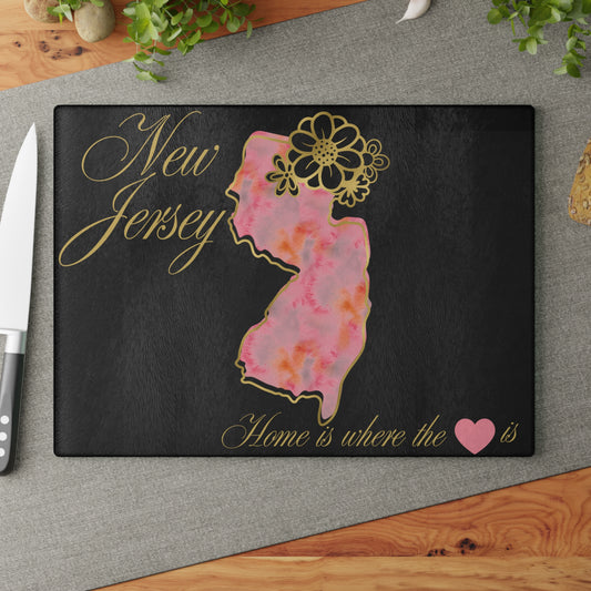 🌸 New Jersey State Cutting Board – Watercolor Warmth Meets Elegant Home Charm