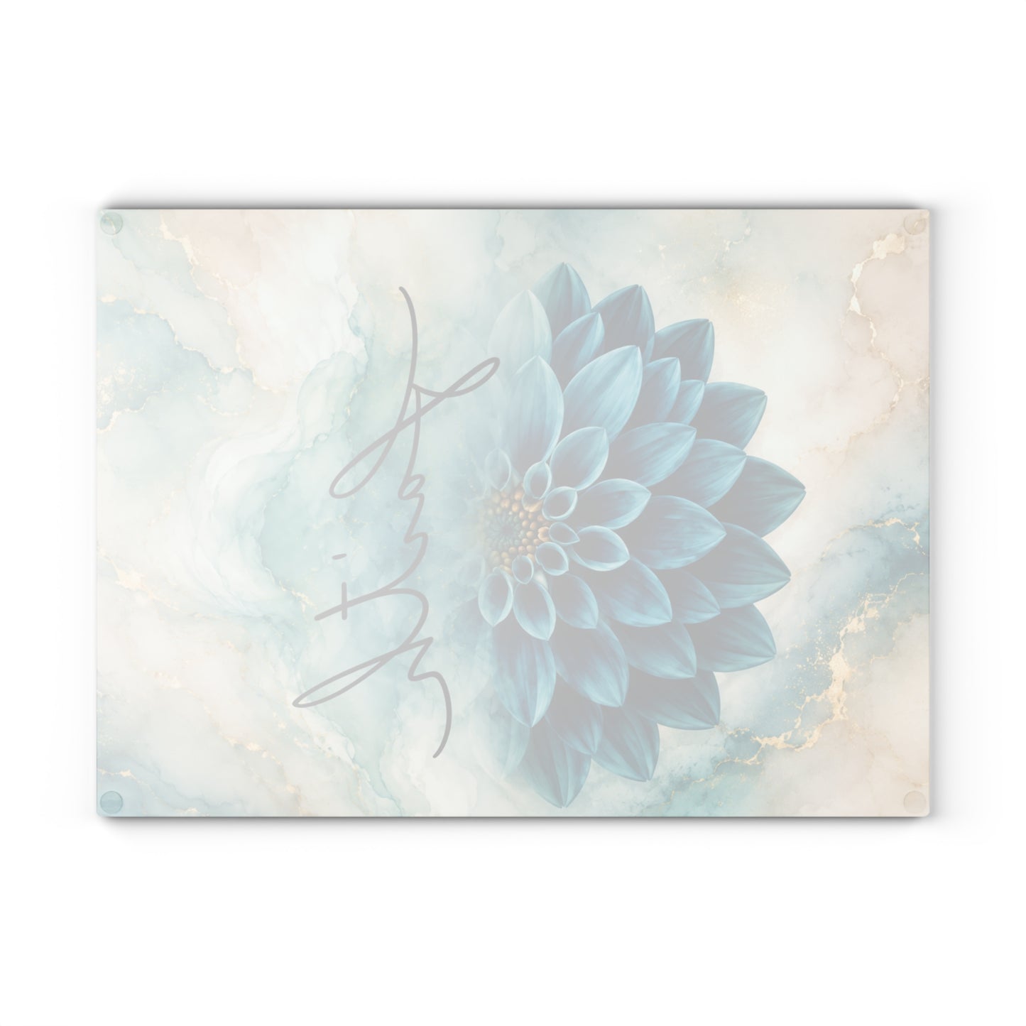 Faith Blue Floral Glass Cutting Board – Elegant Christian Kitchen Decor with Inspirational Scripture Artwork