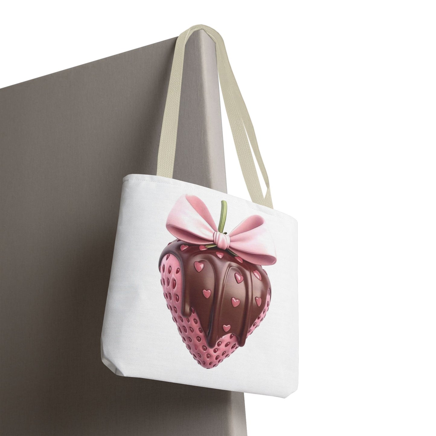 🍓 Chocolate-Dipped Strawberry Tote Bag – Sweet, Romantic & Practical 🍫