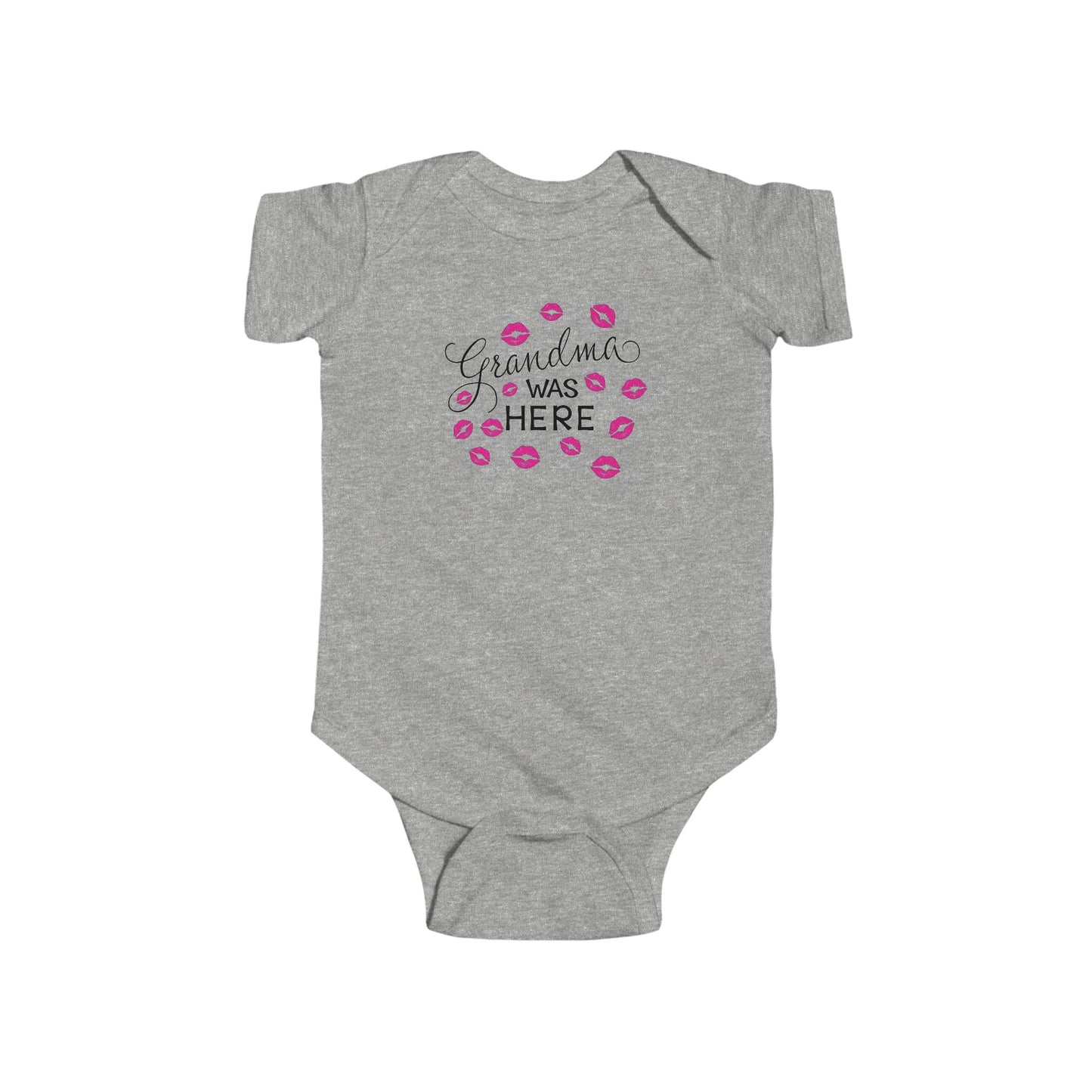 💋 Grandma Was Here Baby Onesie – Sweet Kiss Print Bodysuit 👶❤️