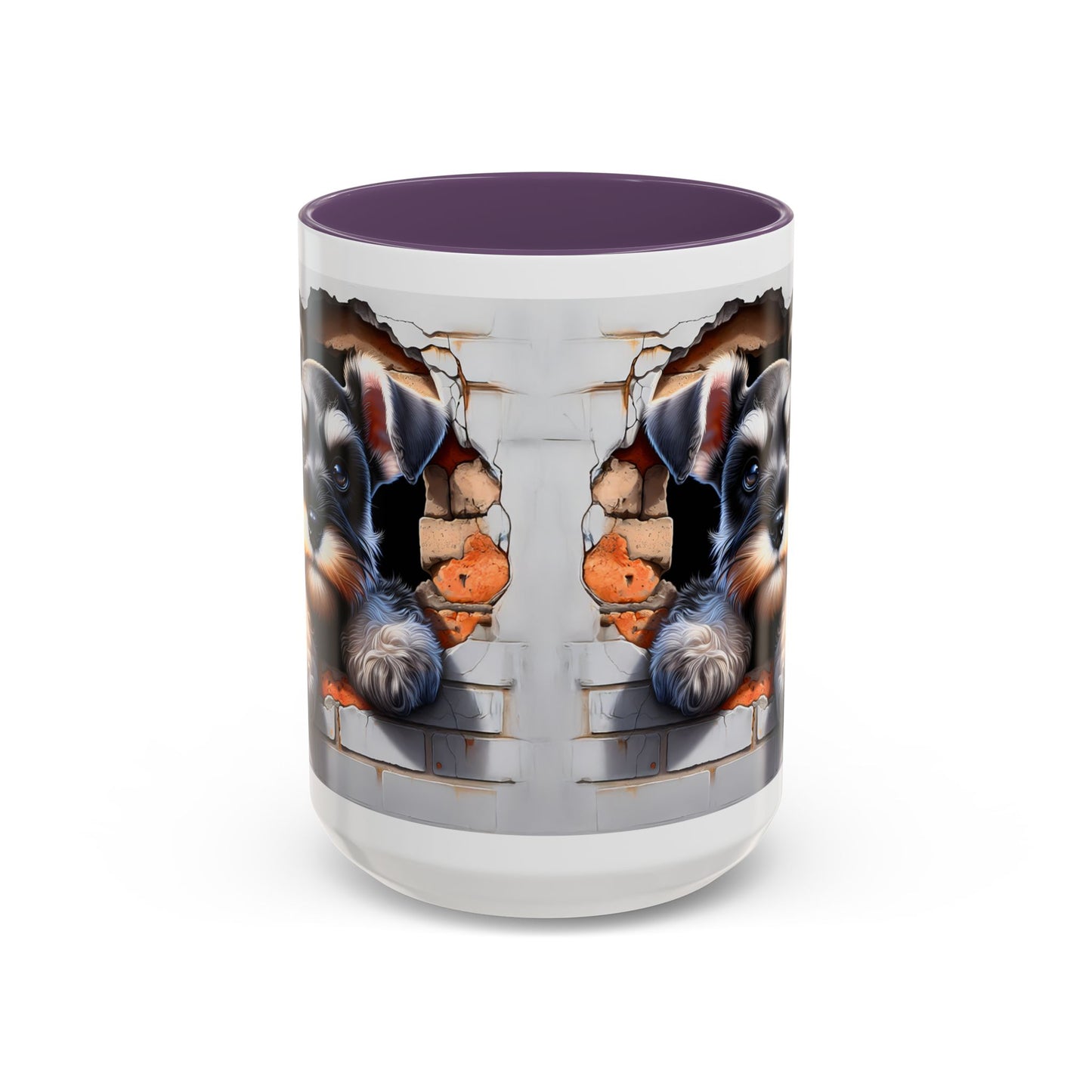 🎀🐶 Schnauzer Puppy Accent Mug – Cute Peek-Through Dog Design for Animal Lovers ☕💖