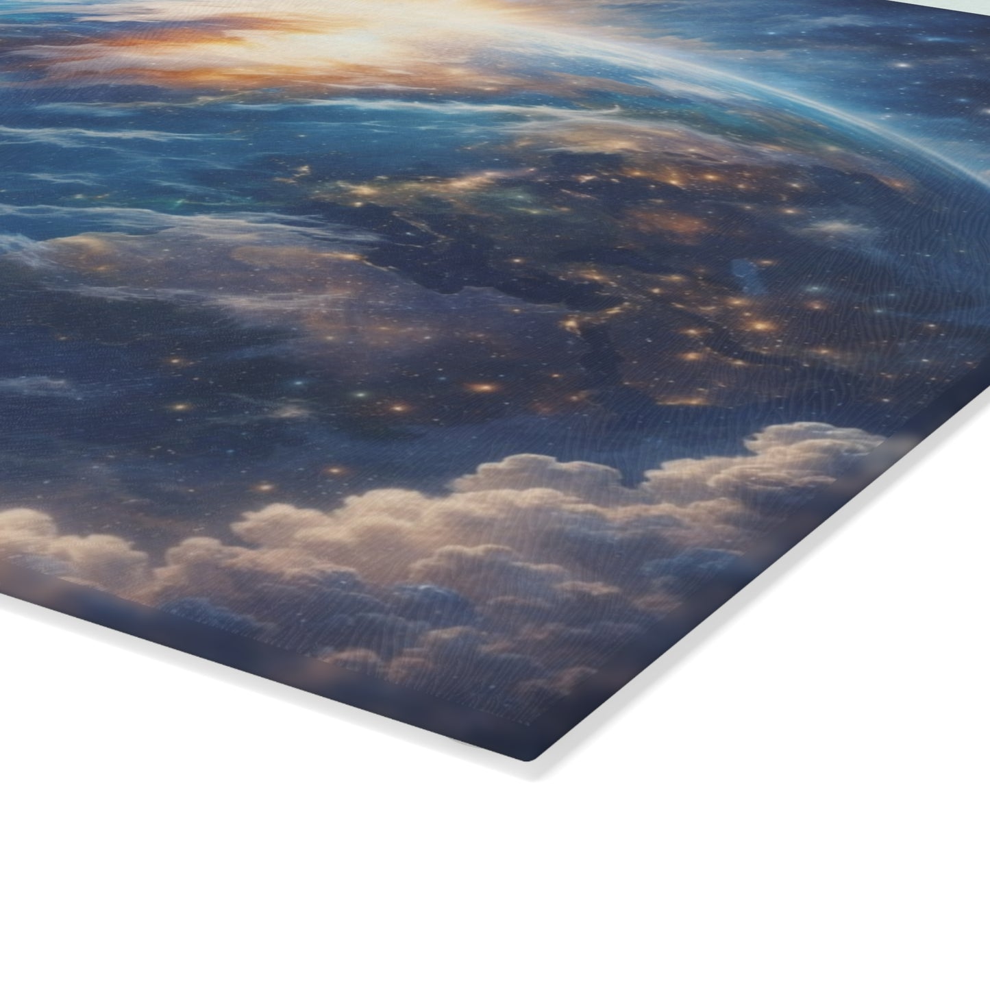 King of Creation Glass Cutting Board – Faith-Inspired Artwork Holding the World