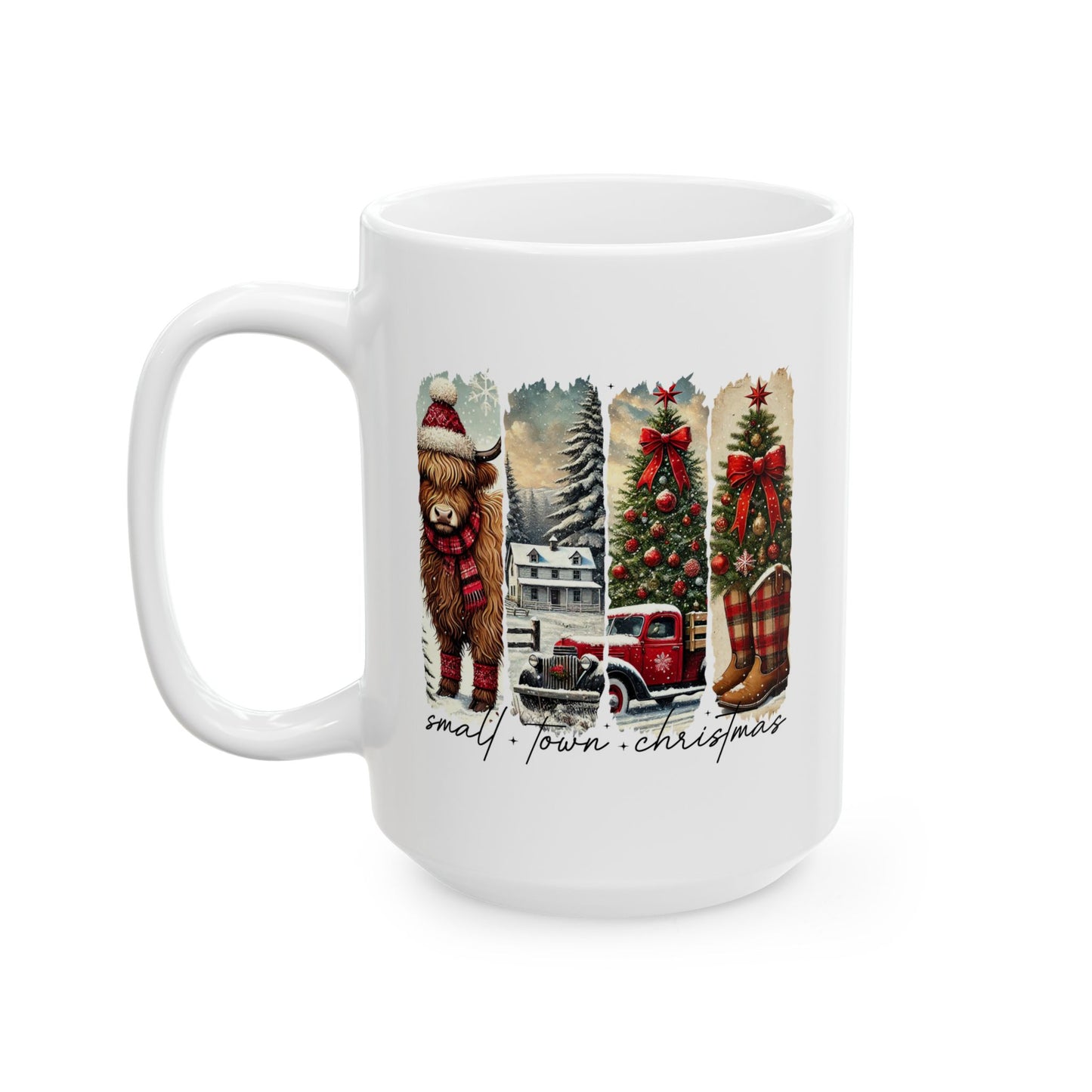Taza de café navideña Highland Cow Country: un acogedor encanto rústico navideño en cada sorbo