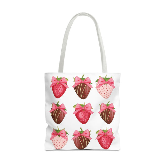 🍓 Chocolate-Covered Strawberry Tote Bag – Sweet, Stylish & Practical 🍫