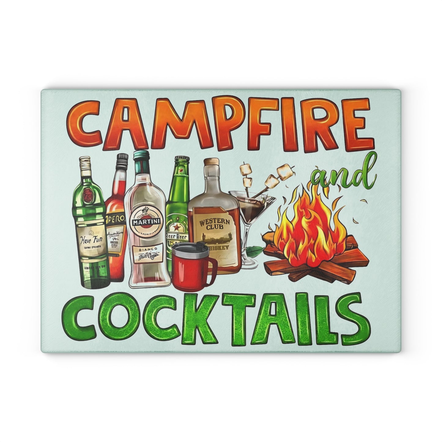 Tabla de cortar para fogatas, decoración con temática de whisky, decoración para entretenimiento al aire libre, cócteles para fogatas, regalo de bar único, decoración de aventuras al aire libre