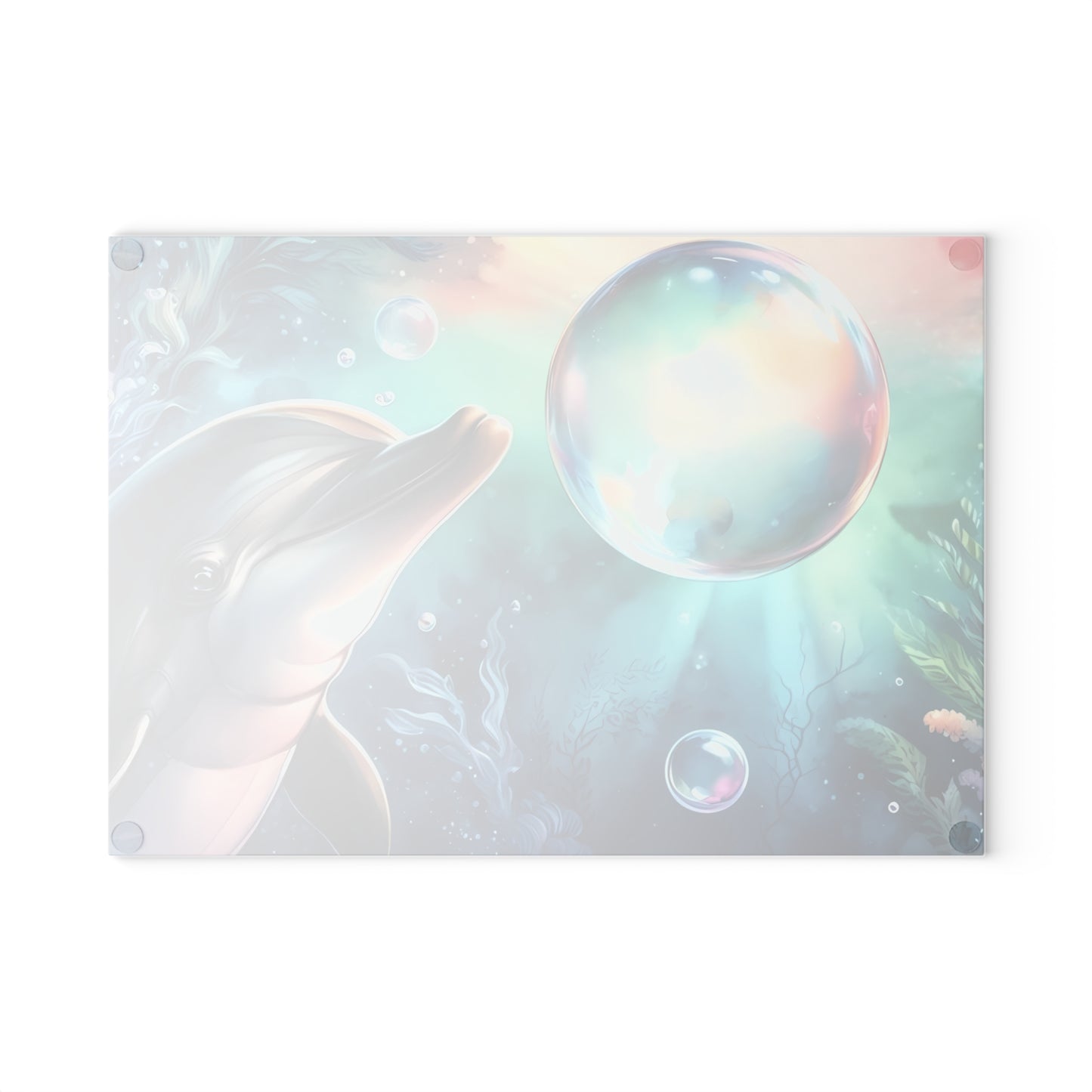 Tabla de cortar con diseño de delfín, vidrio templado con vibrantes escenas de delfines, regalo para chef, regalo para ella, regalo de boda o inauguración de la casa.