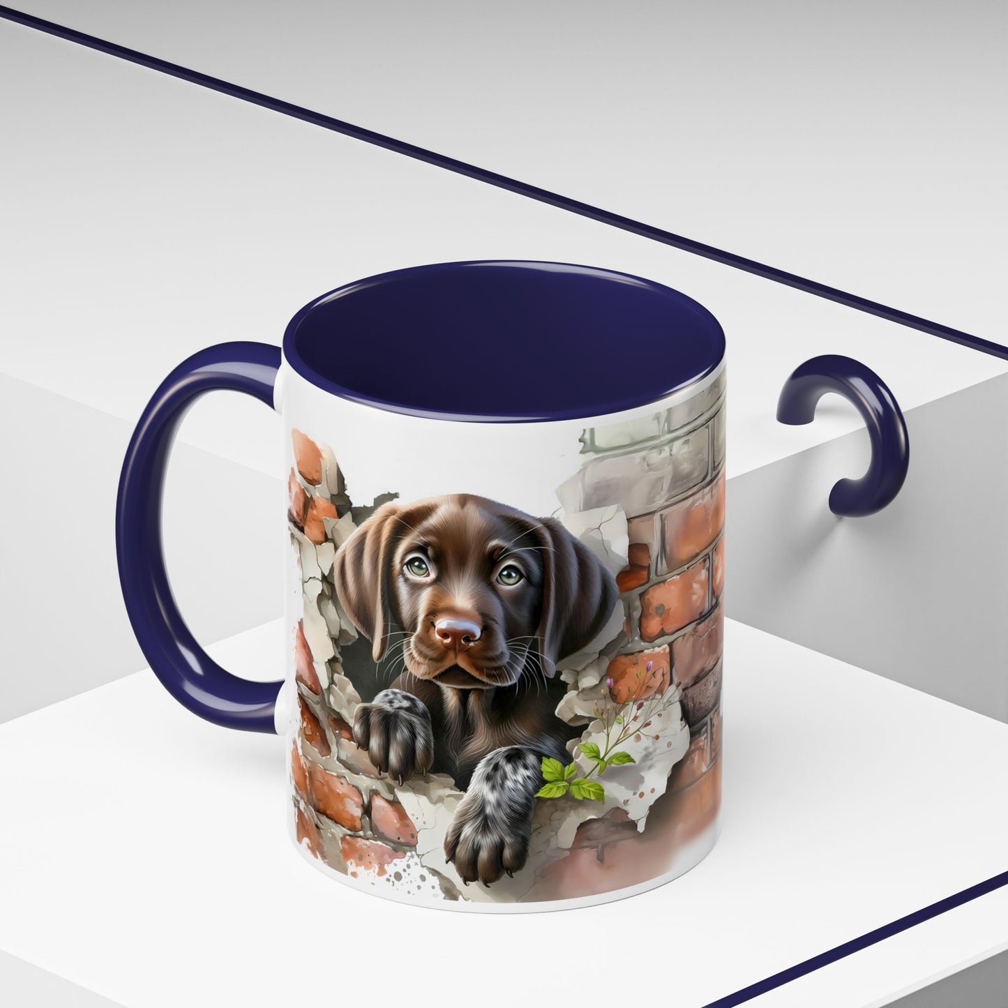 🐶🍫 Chocolate Lab Puppy Accent Mug – Sweet Brown Pup Coffee Cup ☕💛