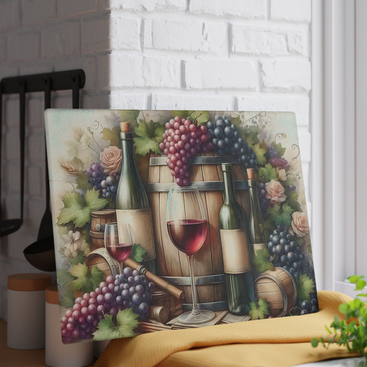 Tabla de cortar de vidrio templado para vino vintage