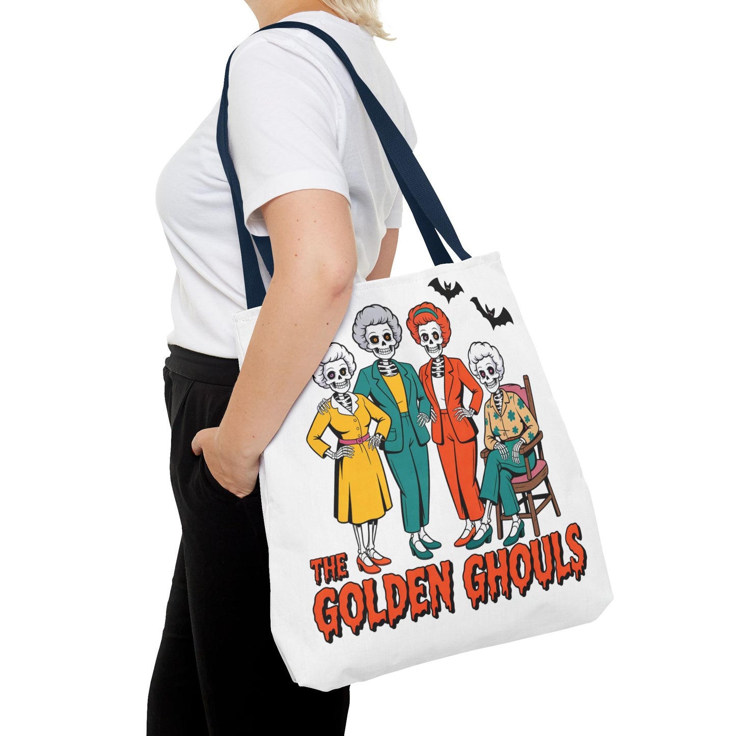 🖤 Retro Skeleton Squad Tote Bag – Spooky Chic Style for Halloween 👻👜