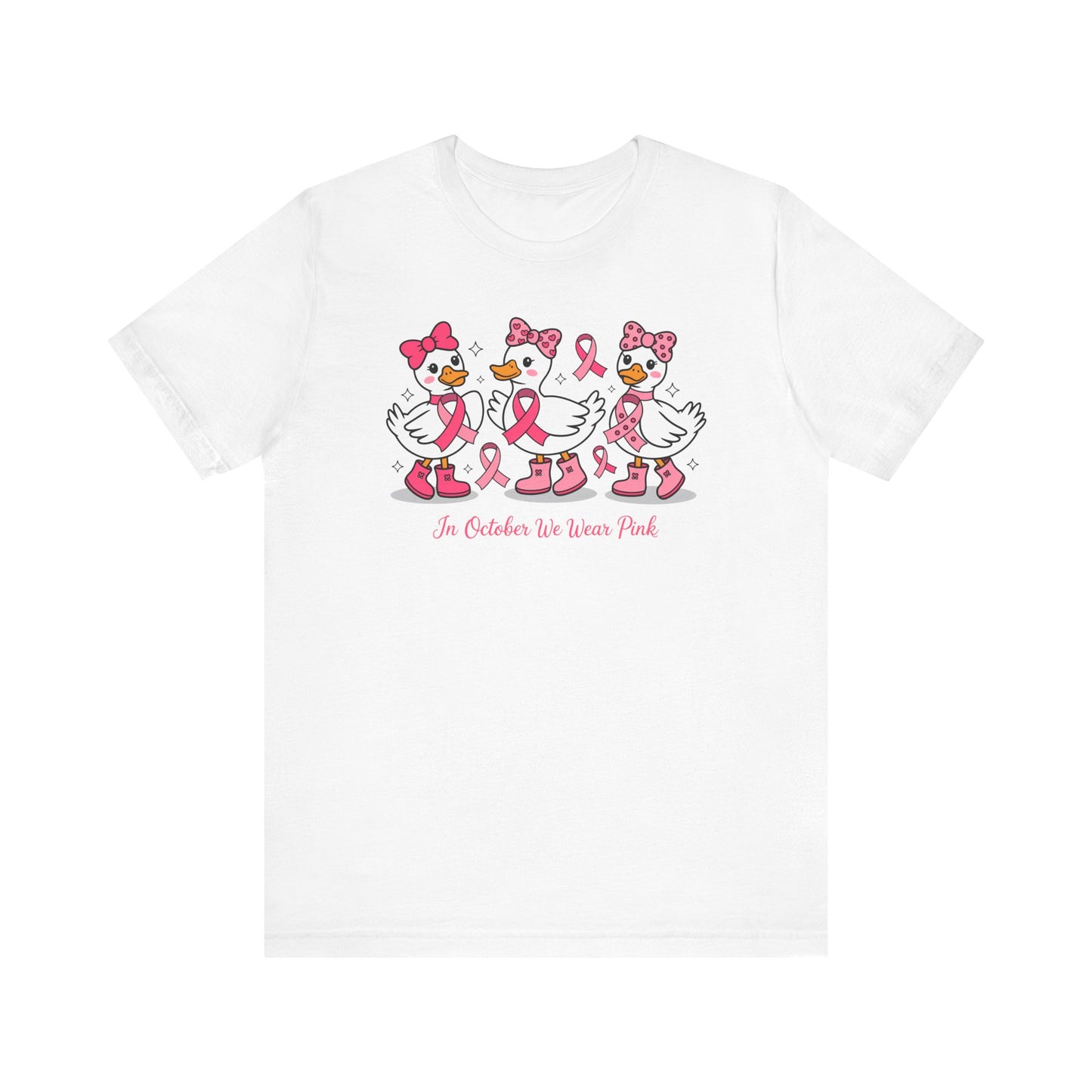🎀🦆 In October We Wear Pink Duck T-Shirt – Cute Breast Cancer Awareness Tee 💖✨