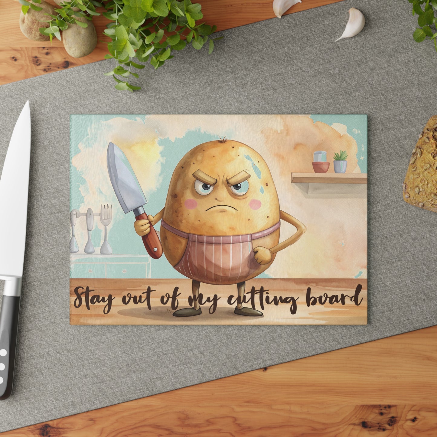🥔 Stay Out of My Cutting Board – Funny Kitchen Humor for Your Home